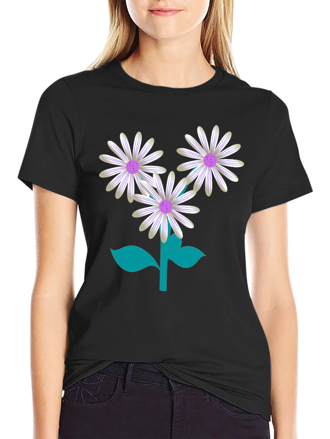 Floral Graphic Tee - Daisy Flower Print T-Shirt