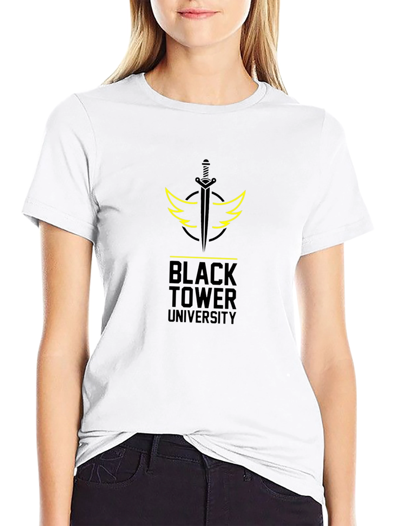 Black Tower University Graphic Tee - Stylish & Unique!