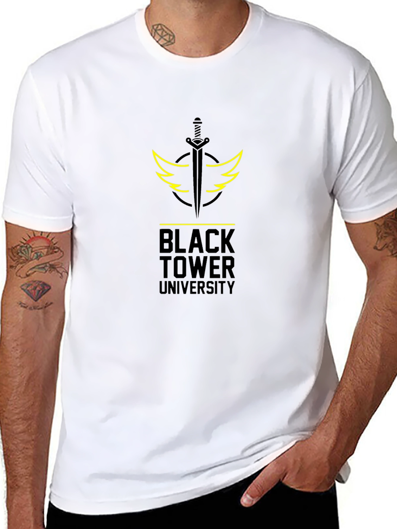 Black Tower University Graphic Tee - Stylish & Unique!