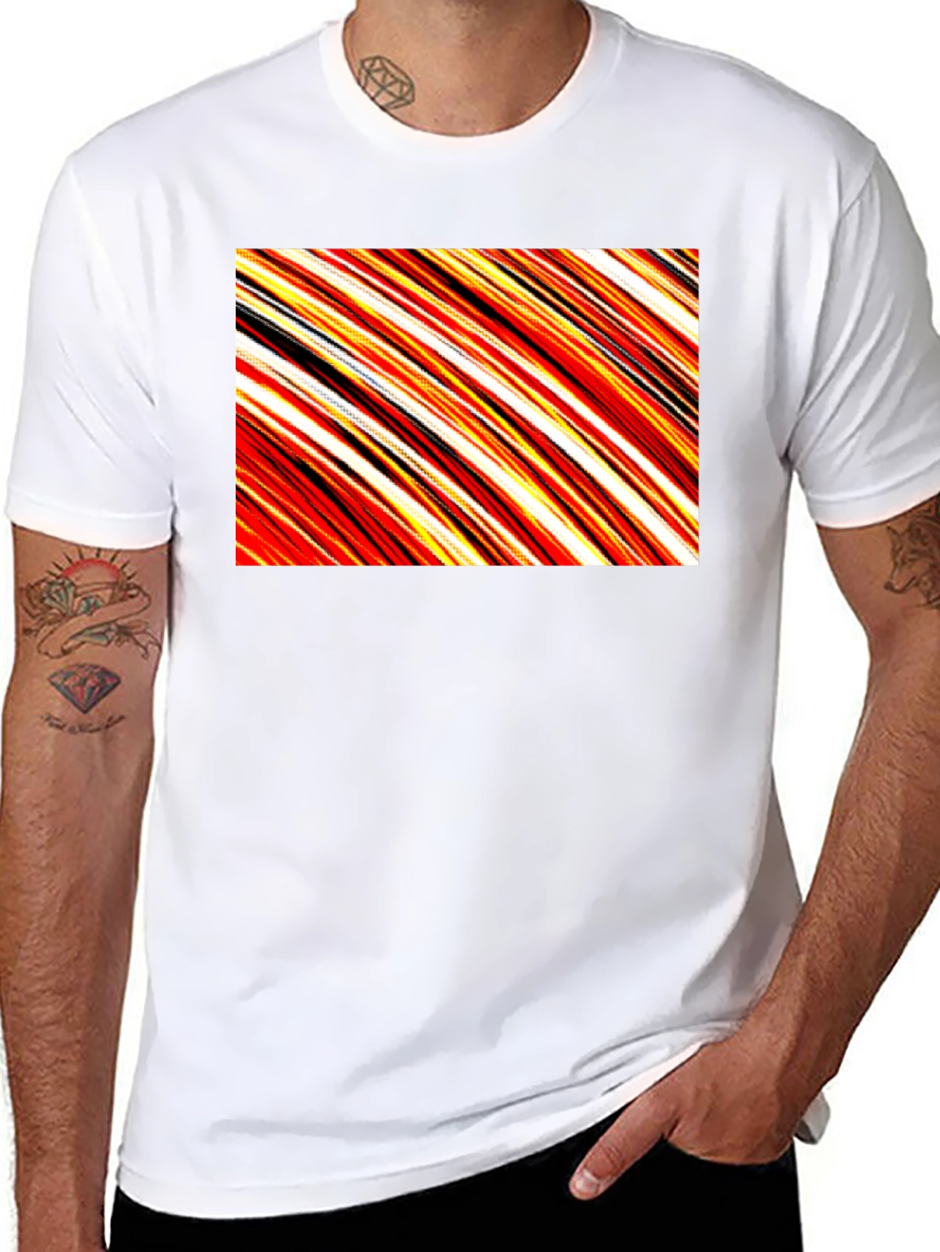 Abstract Stripe T-Shirt - Casual Graphic Tee