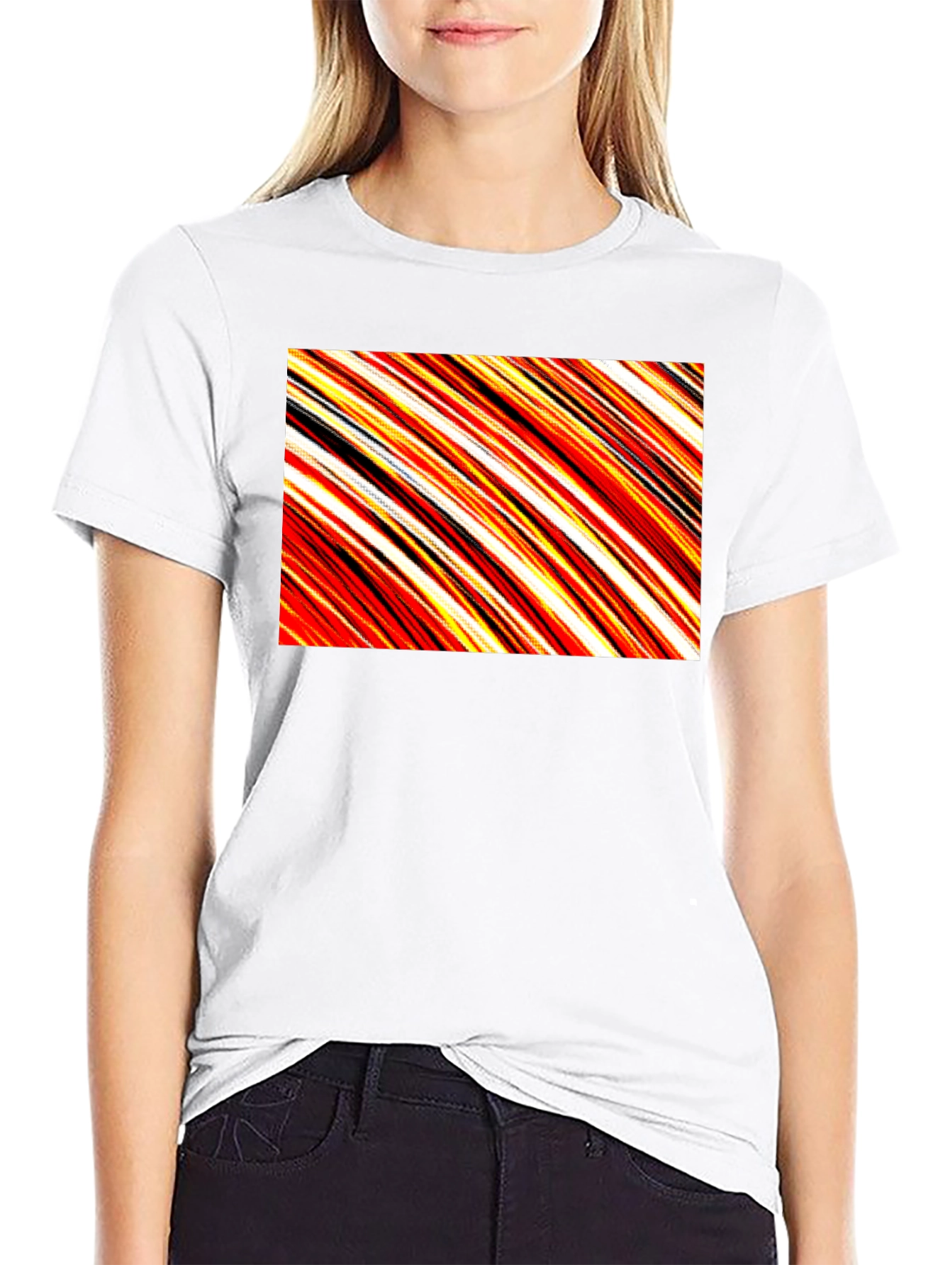 Abstract Stripe T-Shirt - Casual Graphic Tee