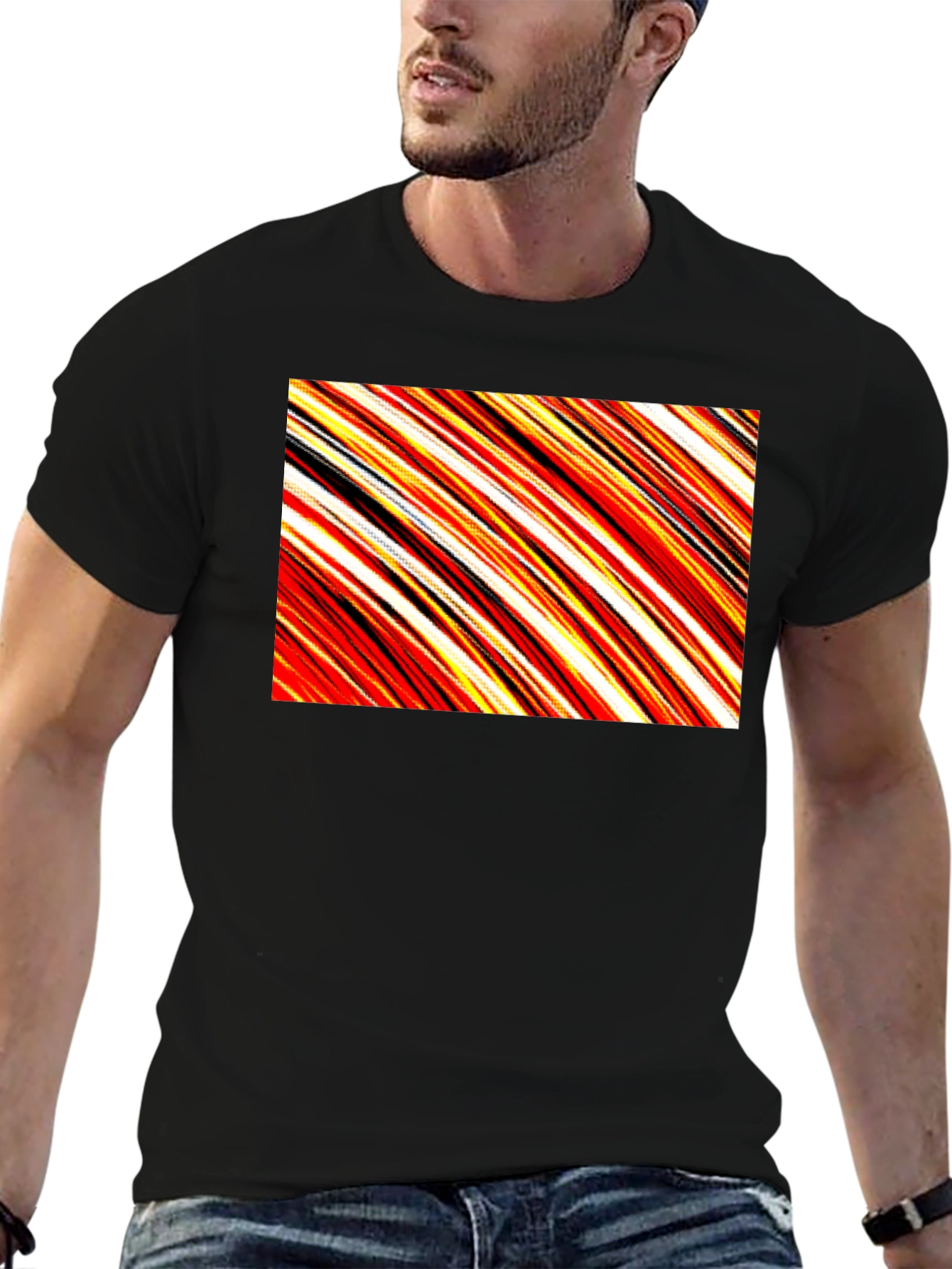 Abstract Stripe T-Shirt - Casual Graphic Tee