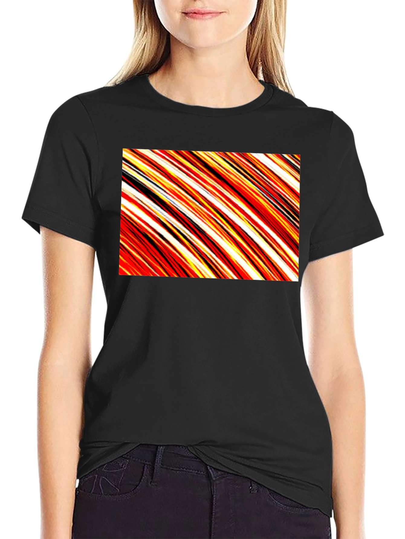 Abstract Stripe T-Shirt - Casual Graphic Tee
