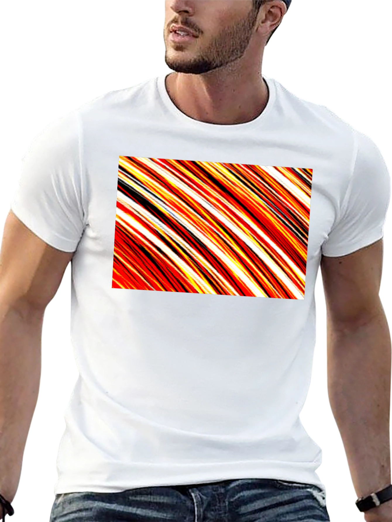 Abstract Stripe T-Shirt - Casual Graphic Tee