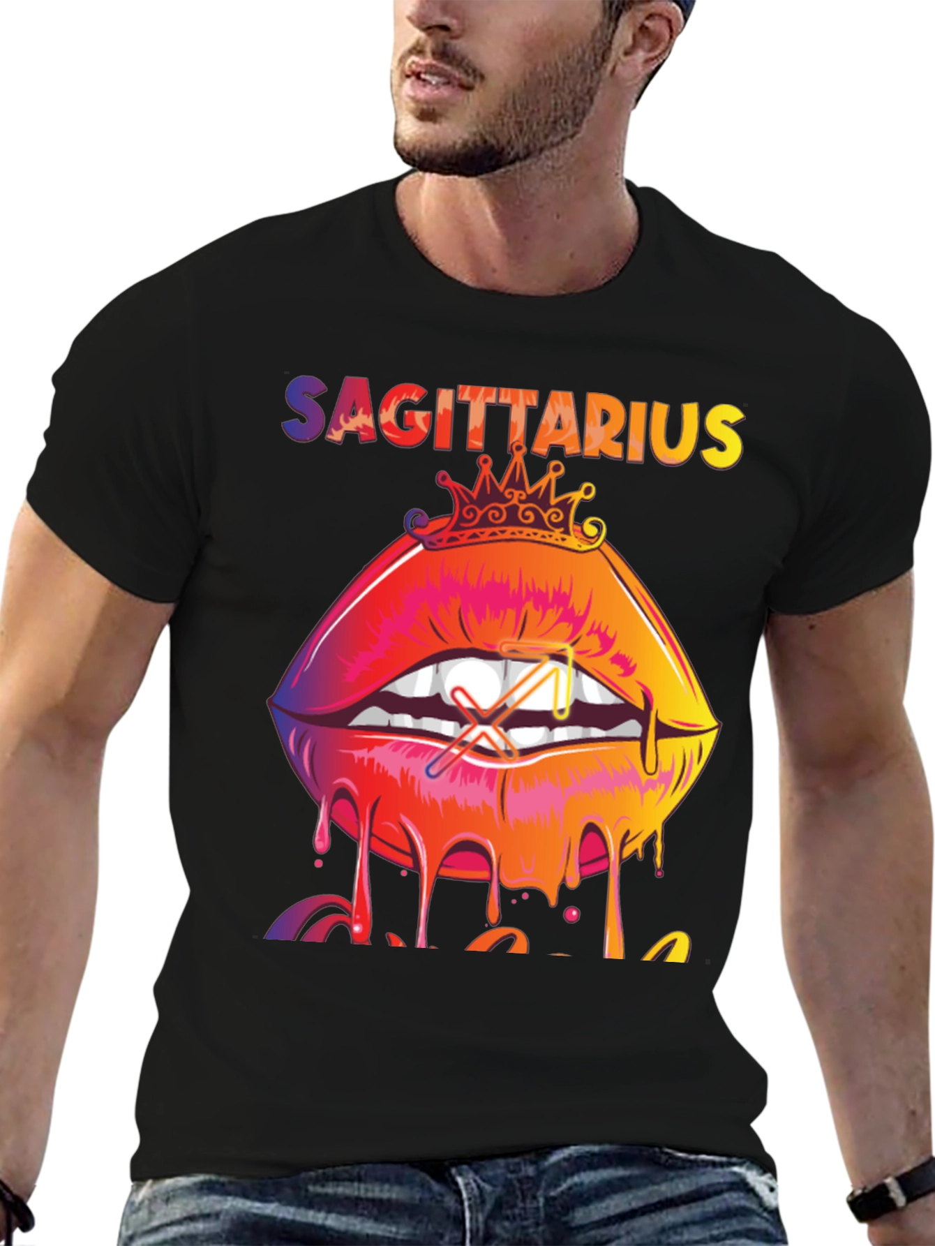 Sagittarius Zodiac Lips Graphic Tee