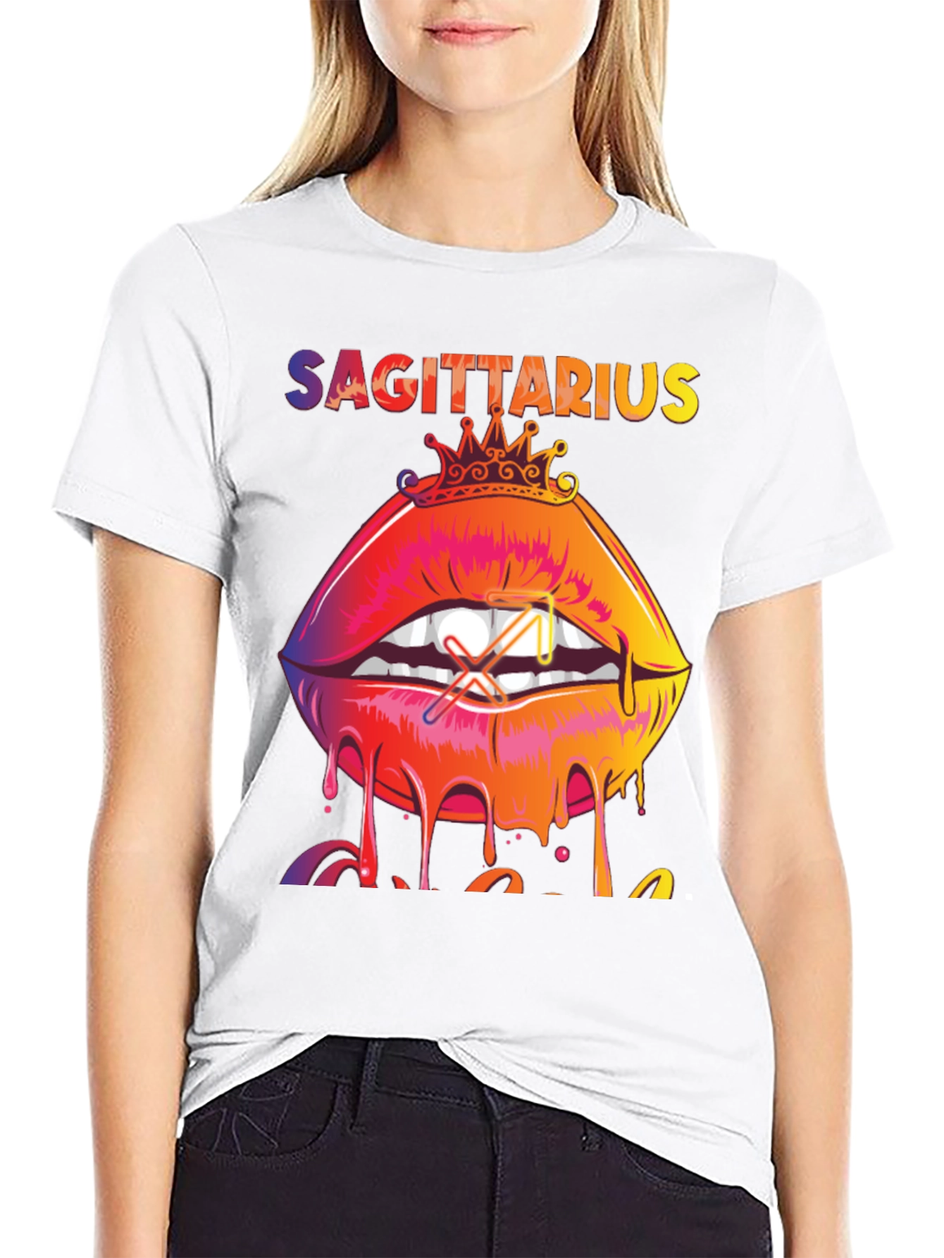 Sagittarius Zodiac Lips Graphic Tee