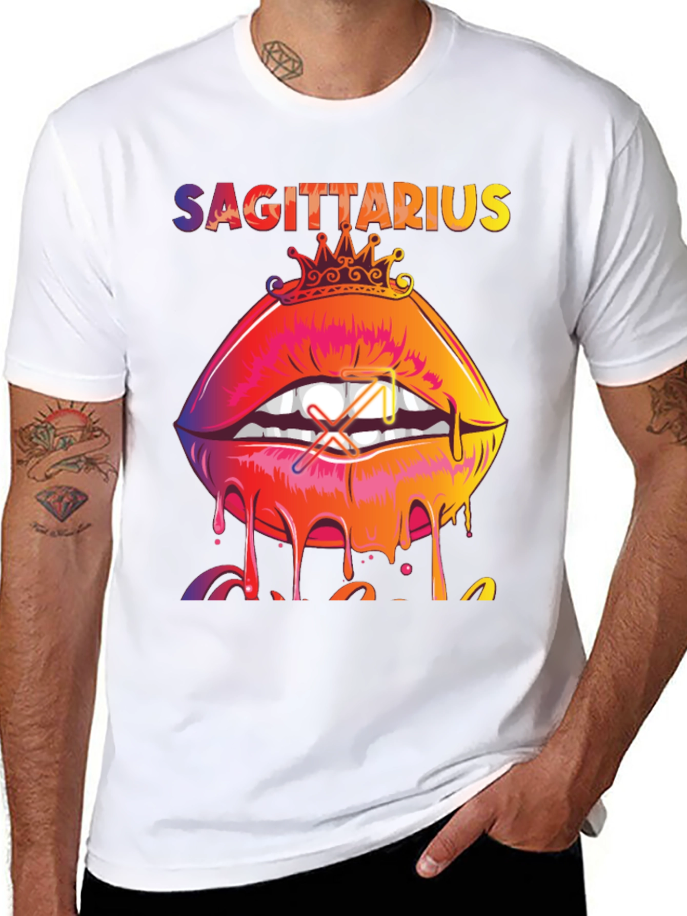 Sagittarius Zodiac Lips Graphic Tee