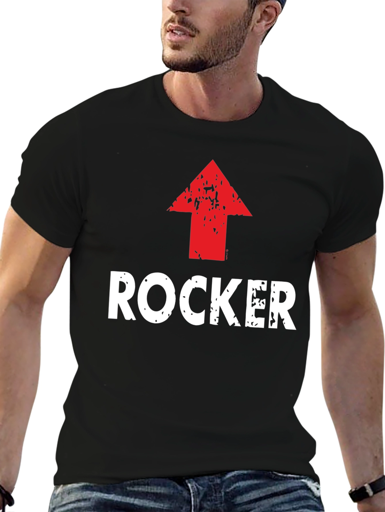 Rocker Up Arrow Graphic Black T-Shirt