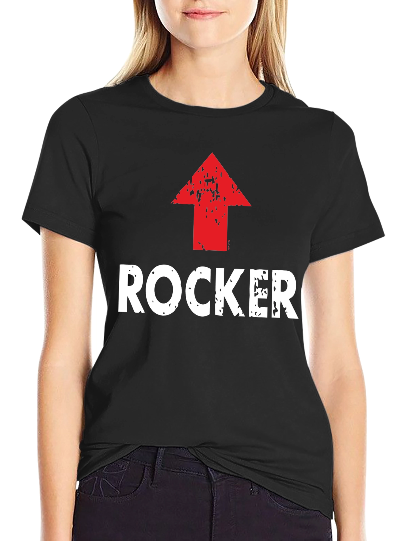 Rocker Up Arrow Graphic Black T-Shirt