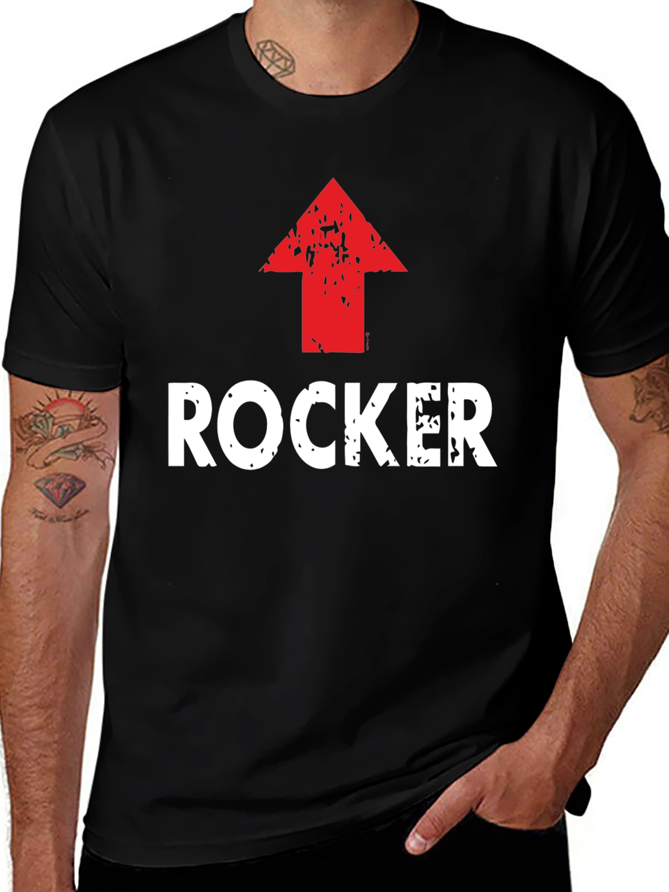 Rocker Up Arrow Graphic Black T-Shirt