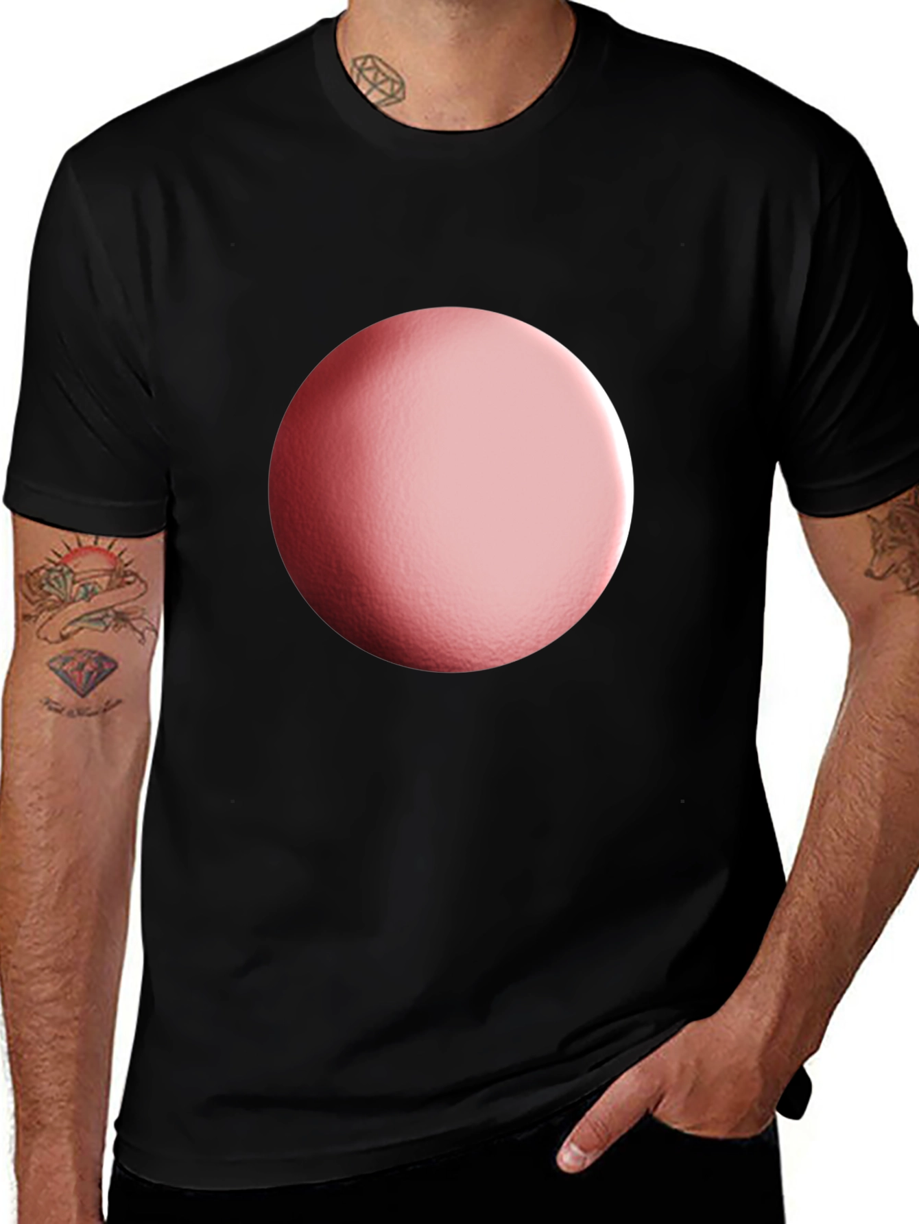 Black T-Shirt with Gradient Sphere Design