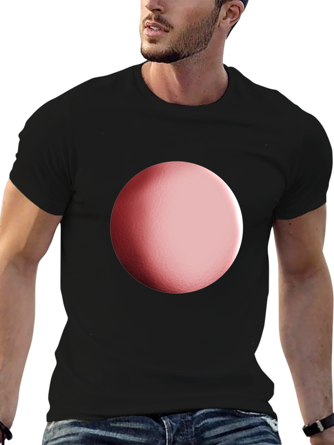 Black T-Shirt with Gradient Sphere Design