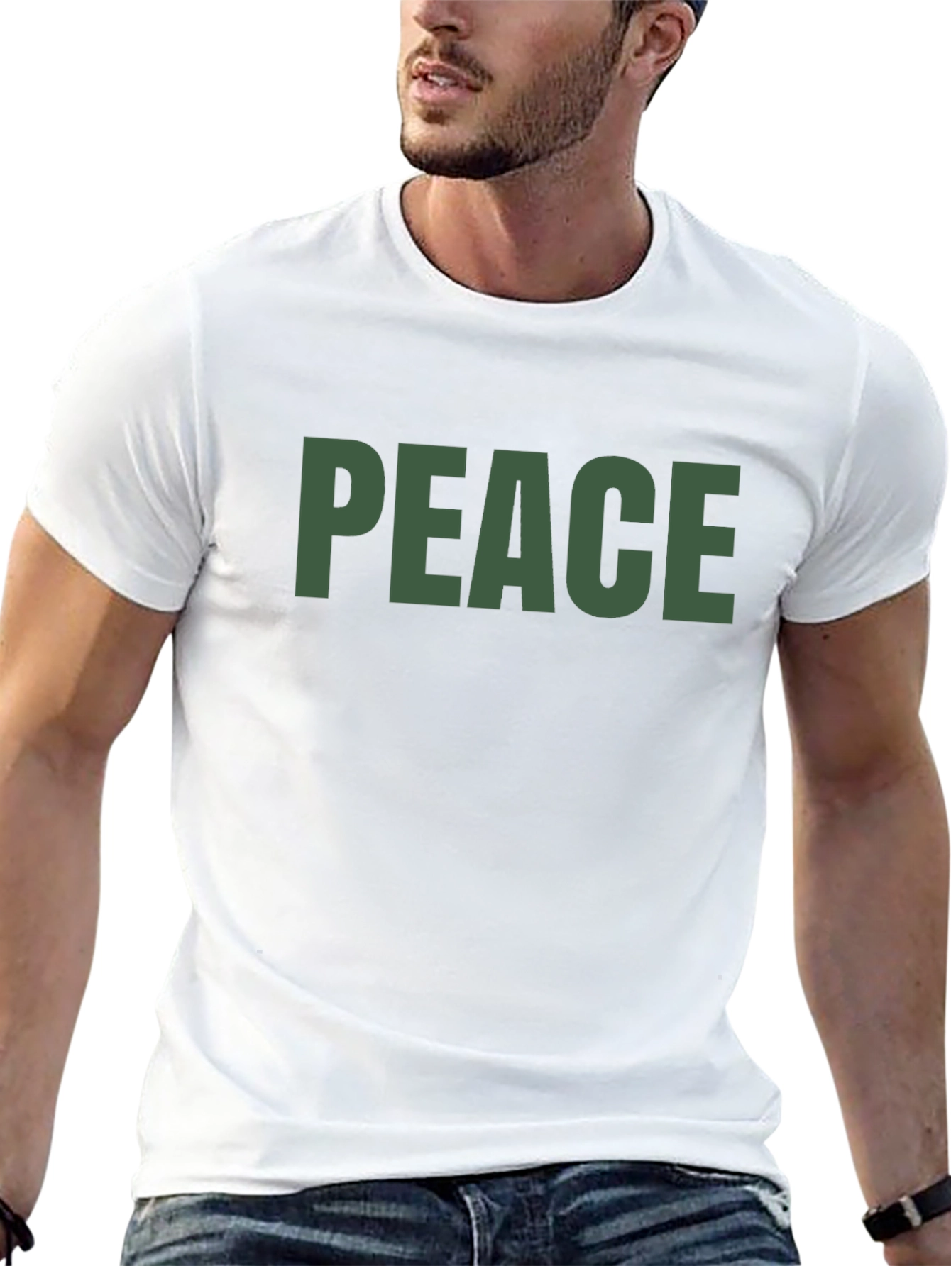 Peace T-Shirt - Olive Green Text