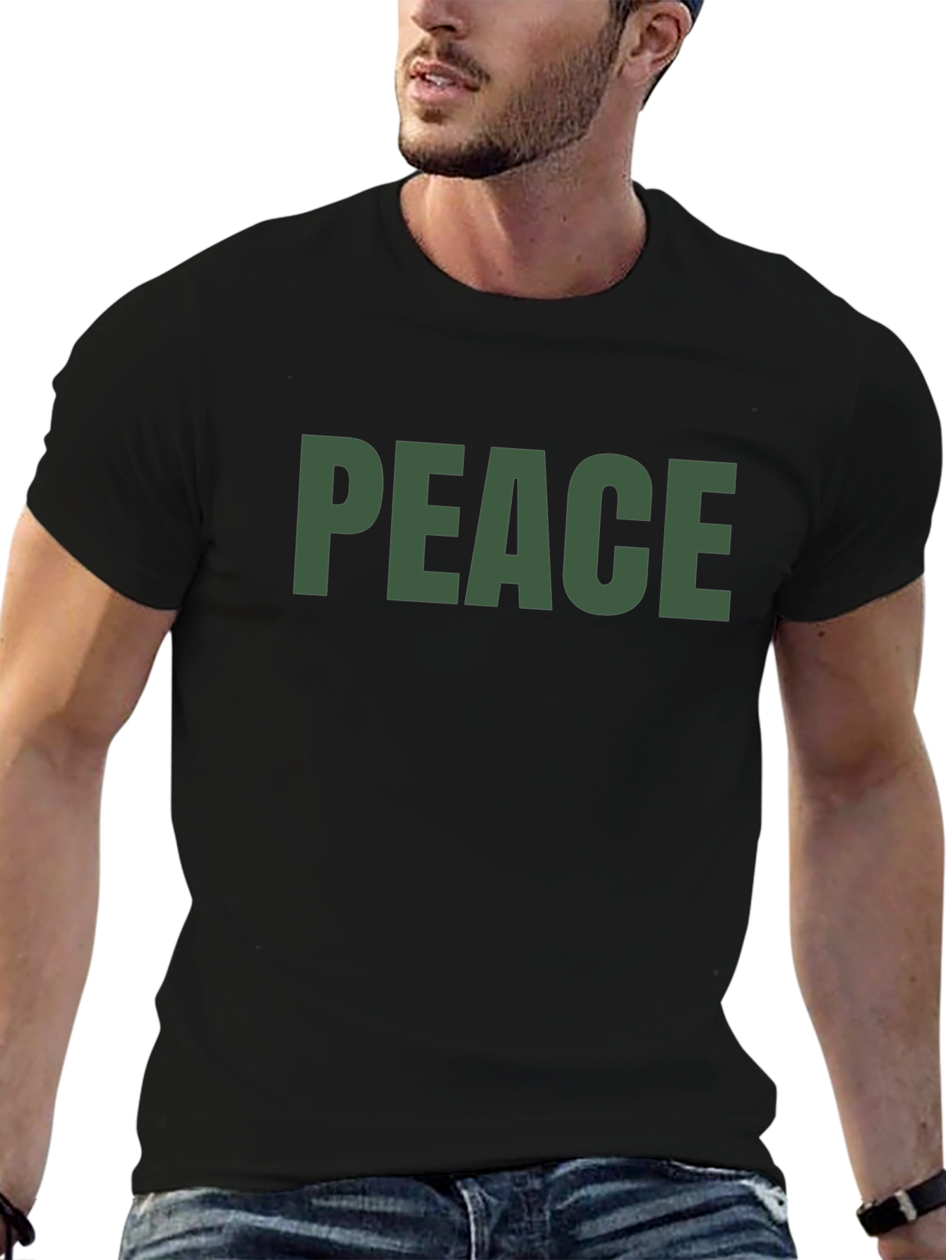 Peace T-Shirt - Olive Green Text