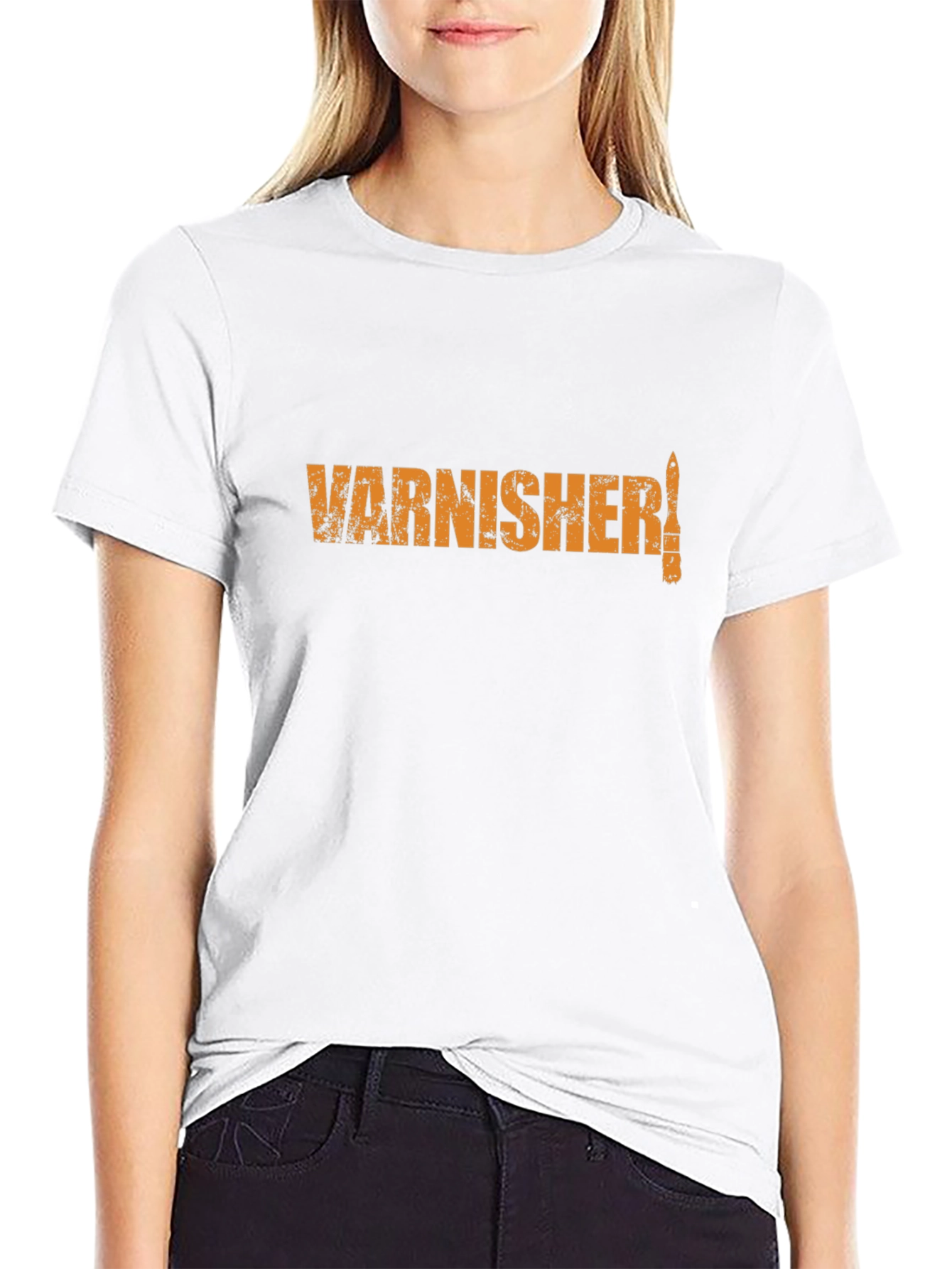Varnisher T-Shirt - Orange Graphic on Black Tee
