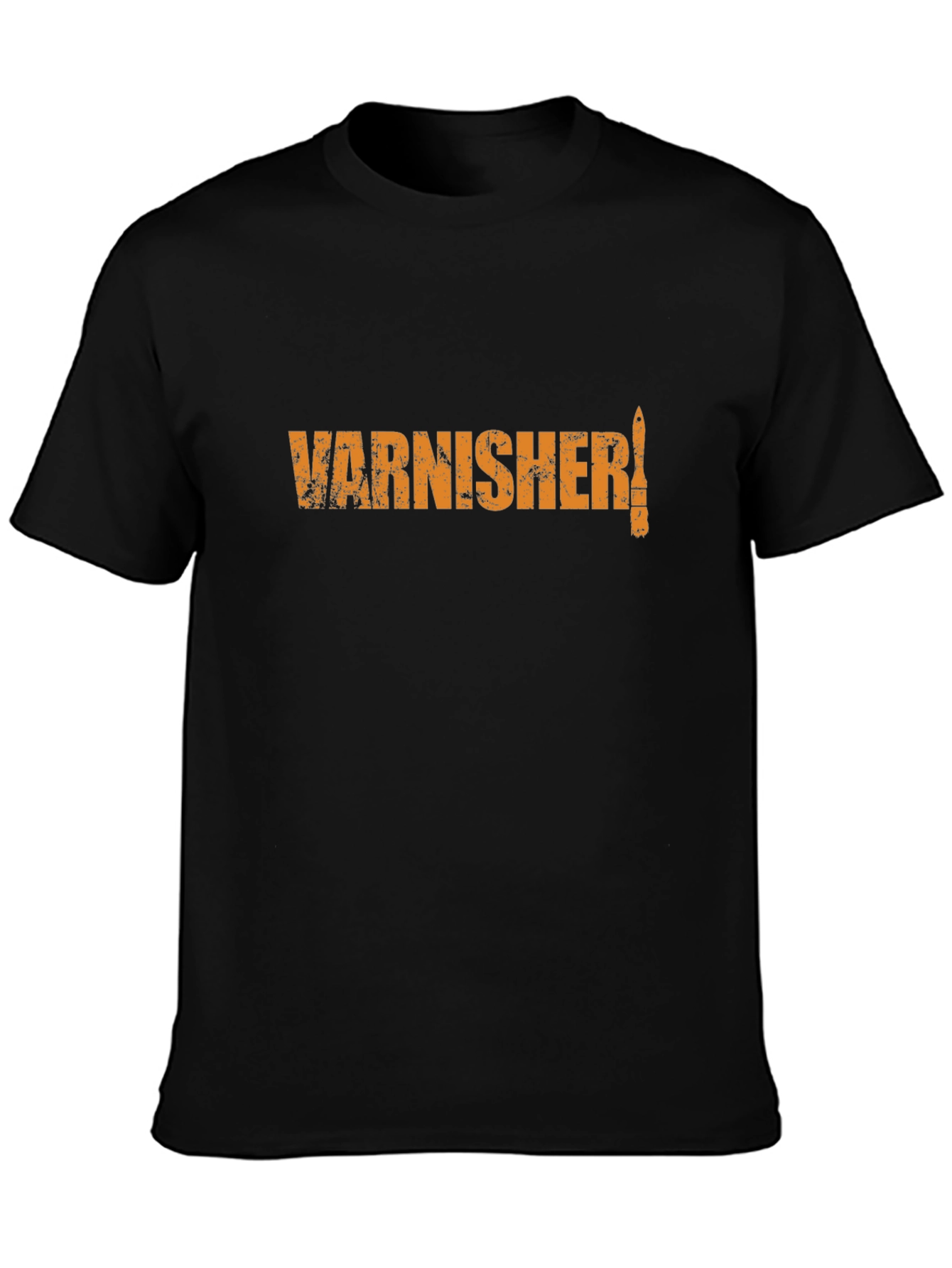 Varnisher T-Shirt - Orange Graphic on Black Tee