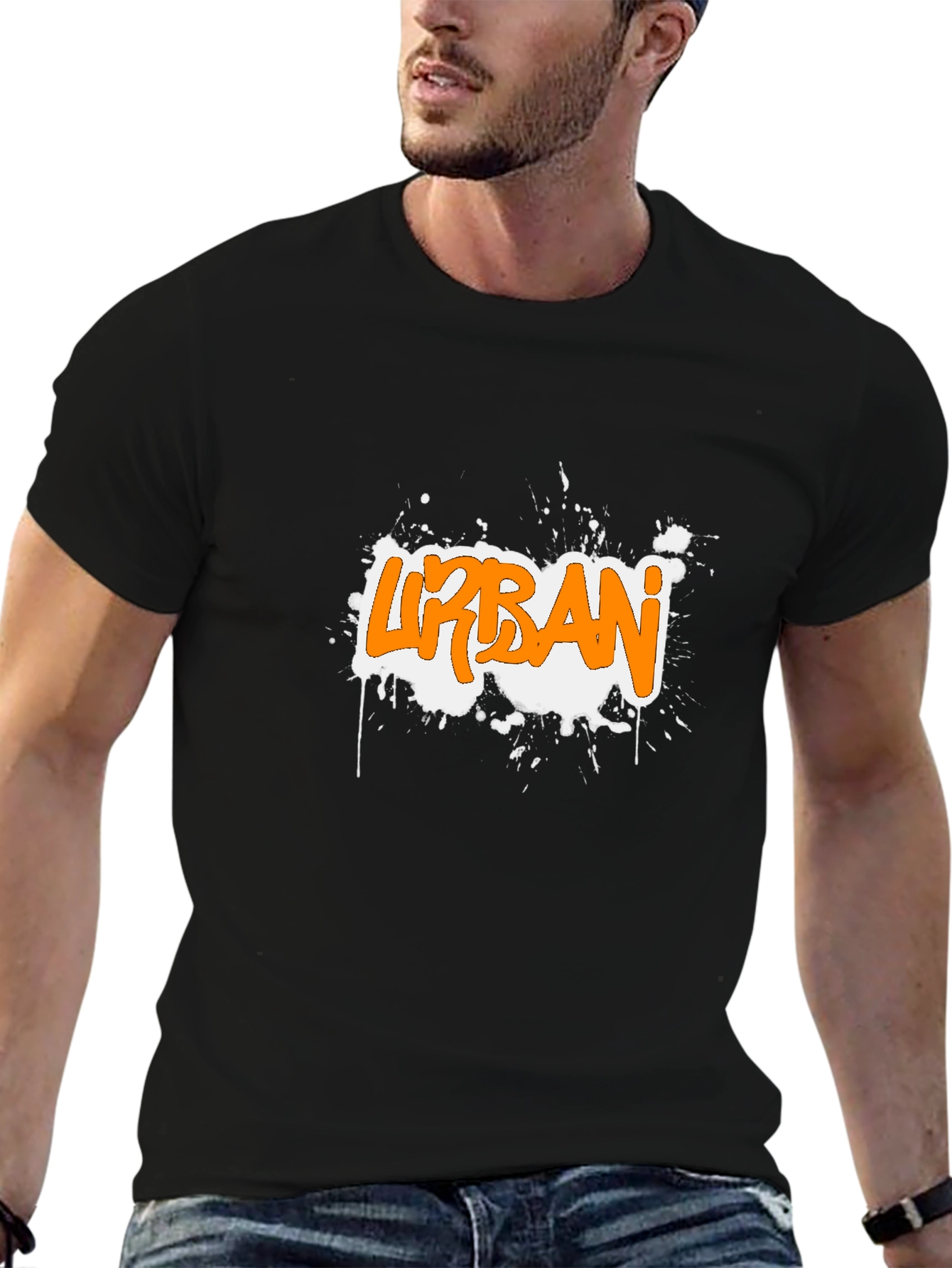 Urban Graffiti Style Black T-Shirt