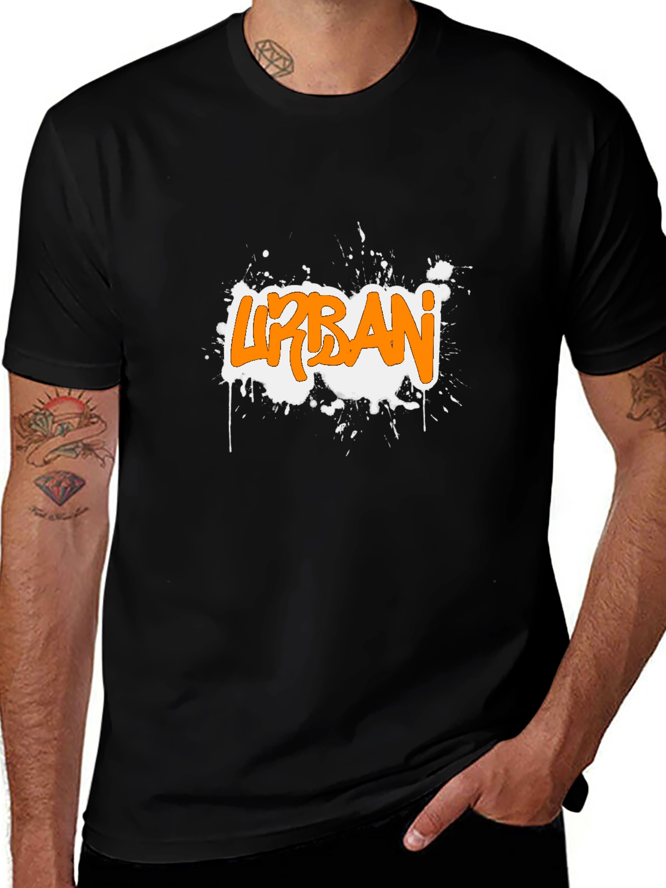 Urban Graffiti Style Black T-Shirt