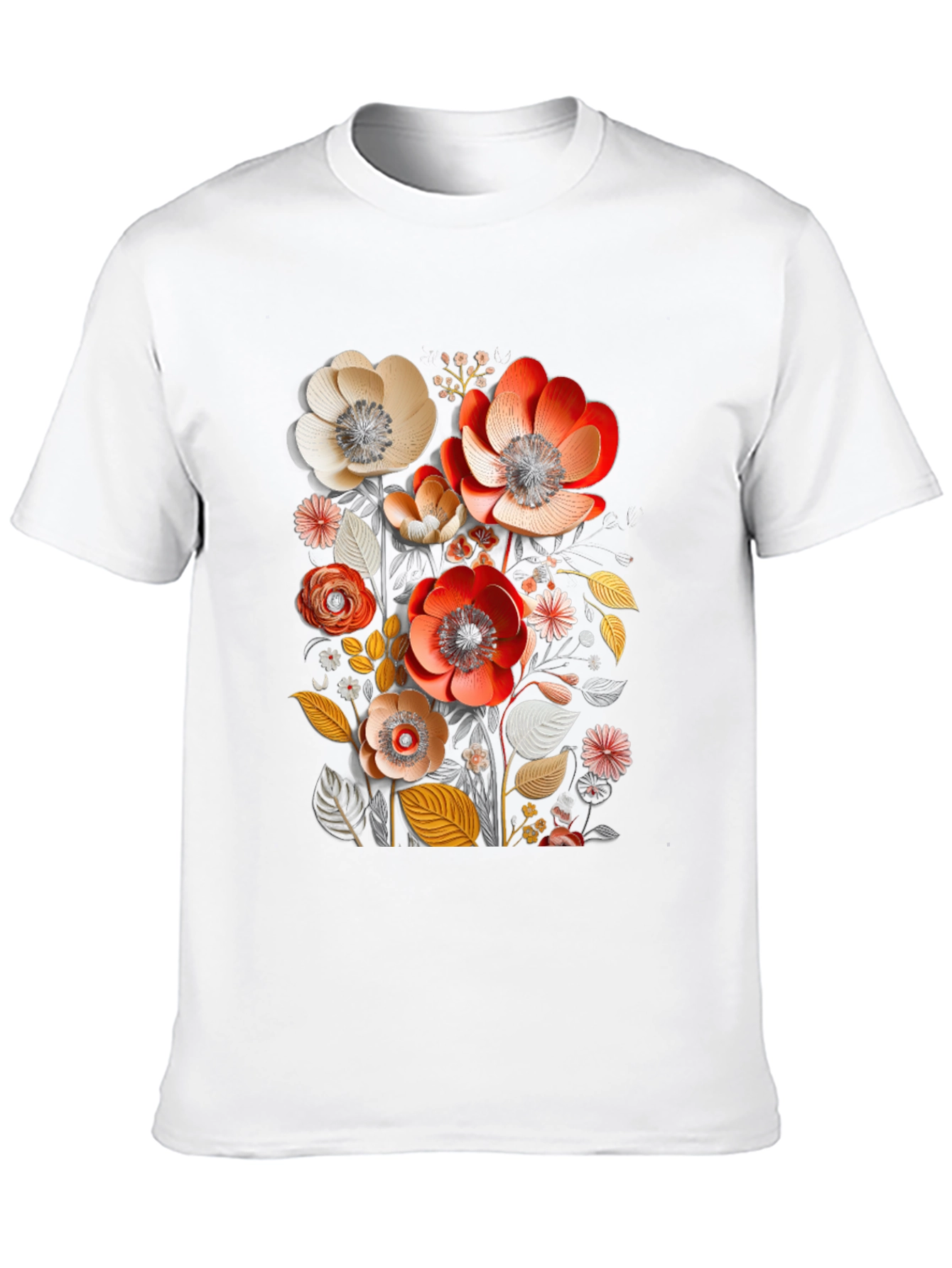 Floral Art Mens Black T-Shirt