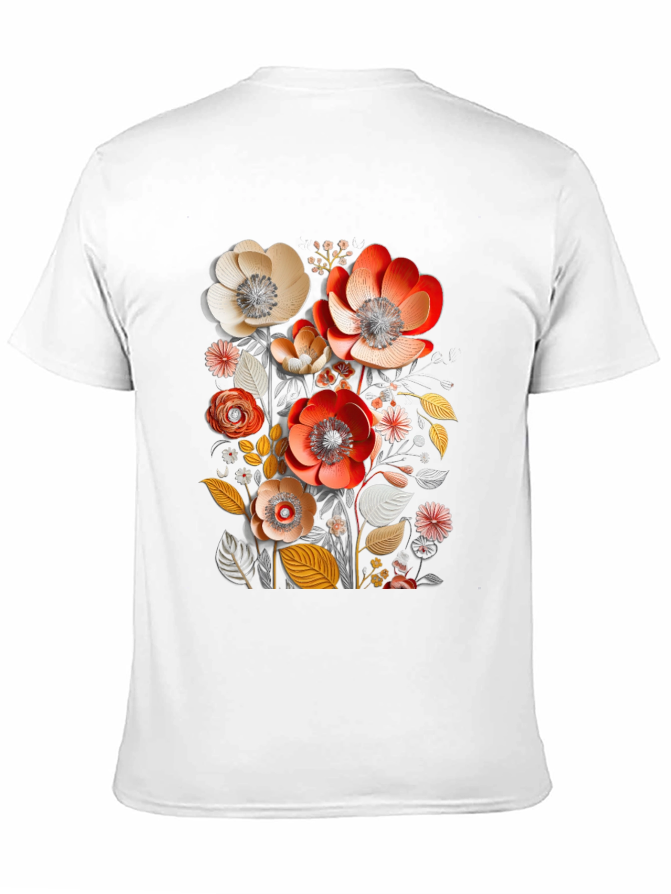 Floral Art Mens Black T-Shirt