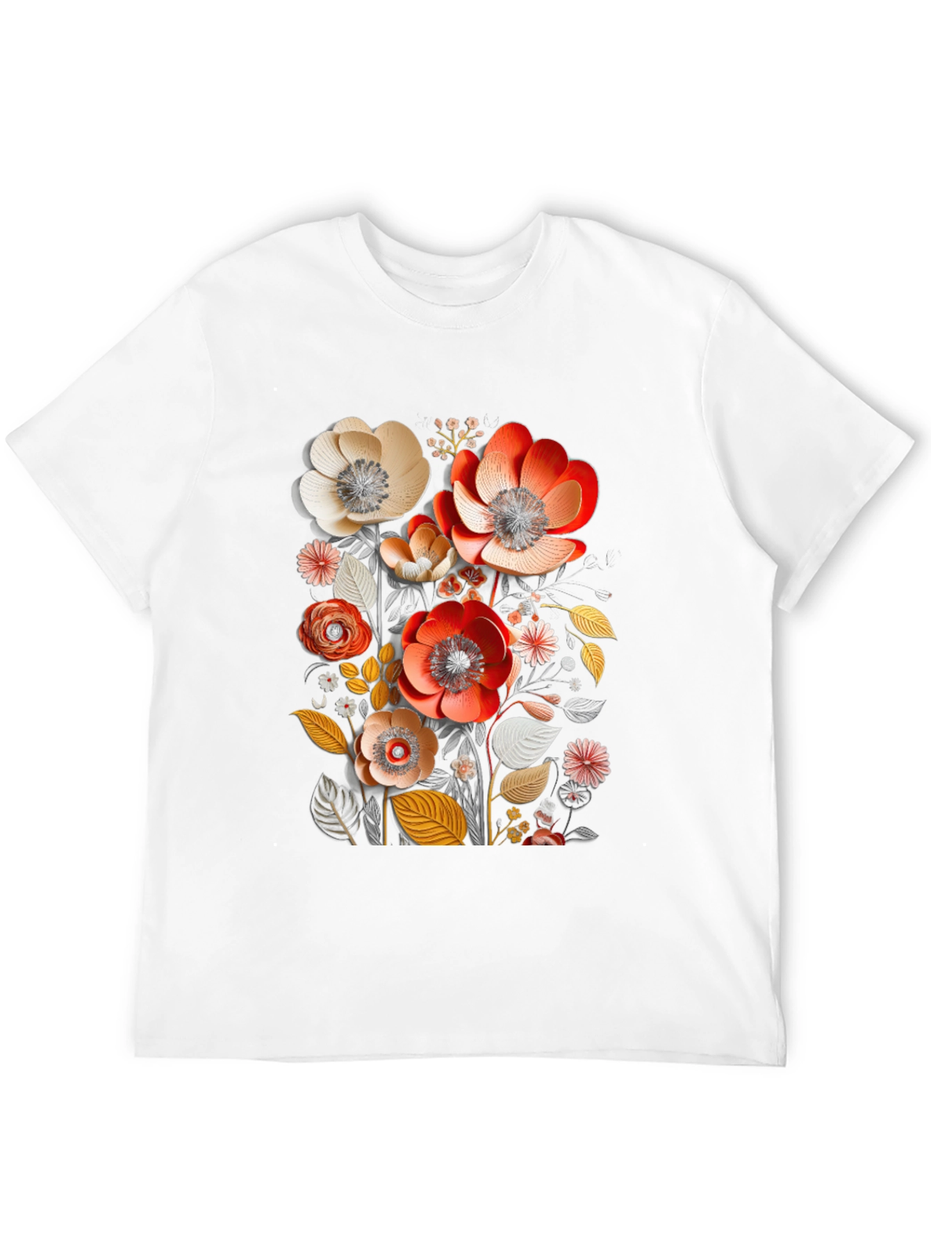 Floral Art Mens Black T-Shirt