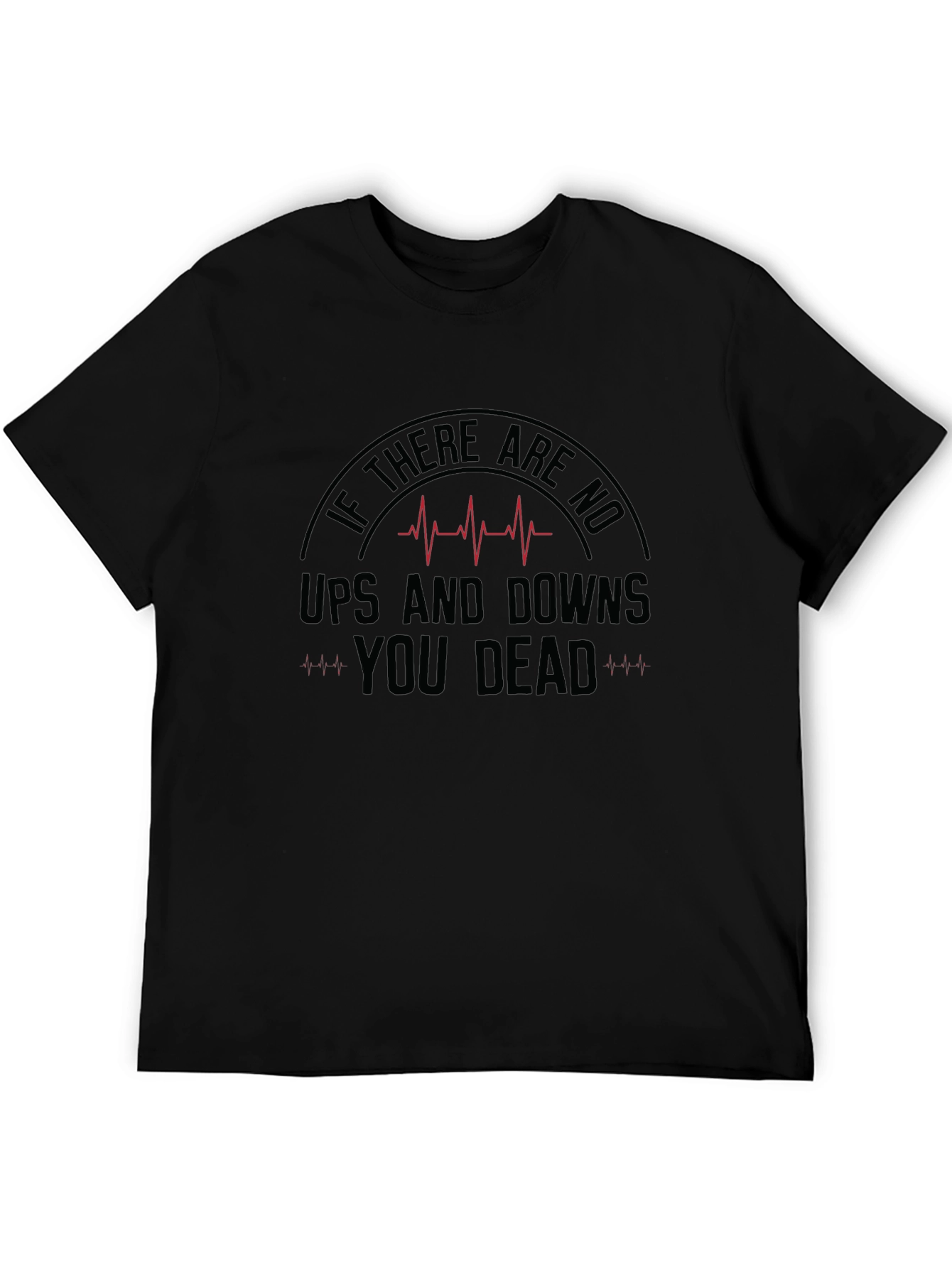 Humorous Ups and Downs Graphic Tee - Black
