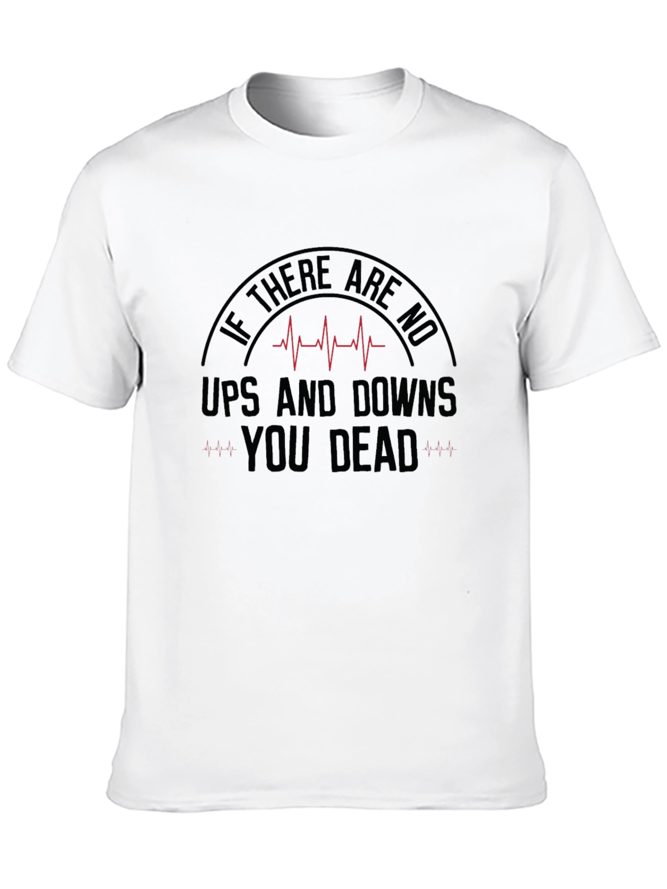 Humorous Ups and Downs Graphic Tee - Black