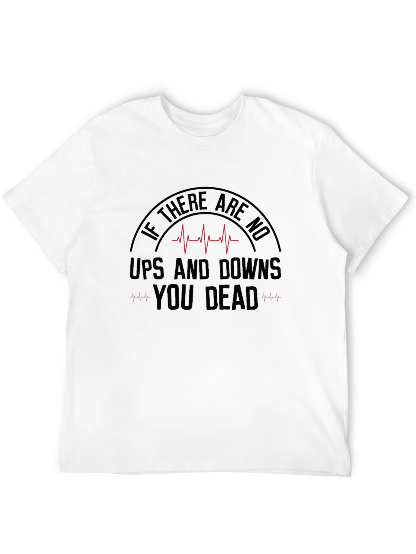 Humorous Ups and Downs Graphic Tee - Black