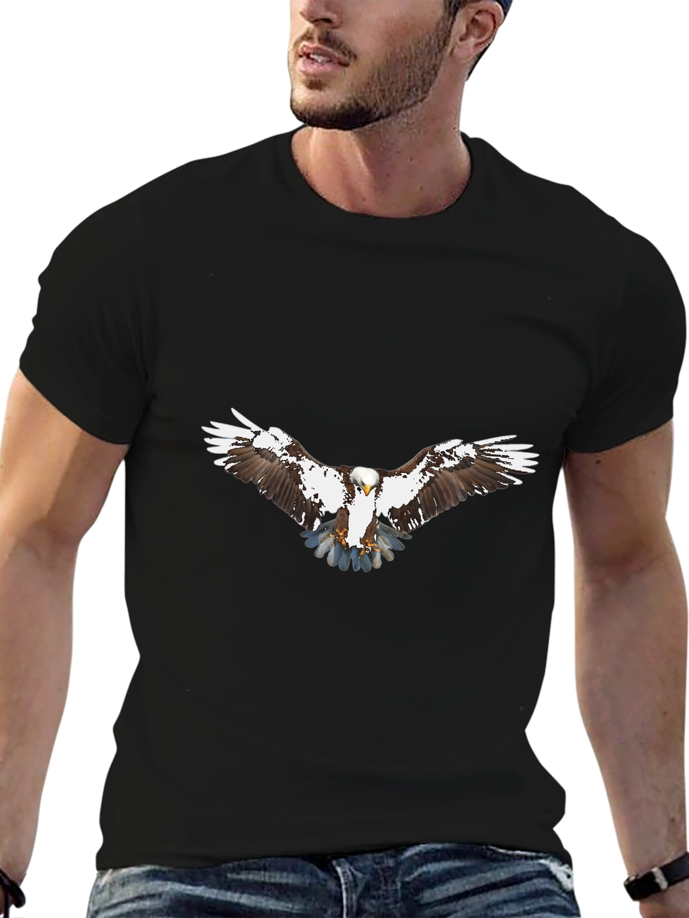 Eagle Graphic Tee - Mens Black Cotton T-Shirt