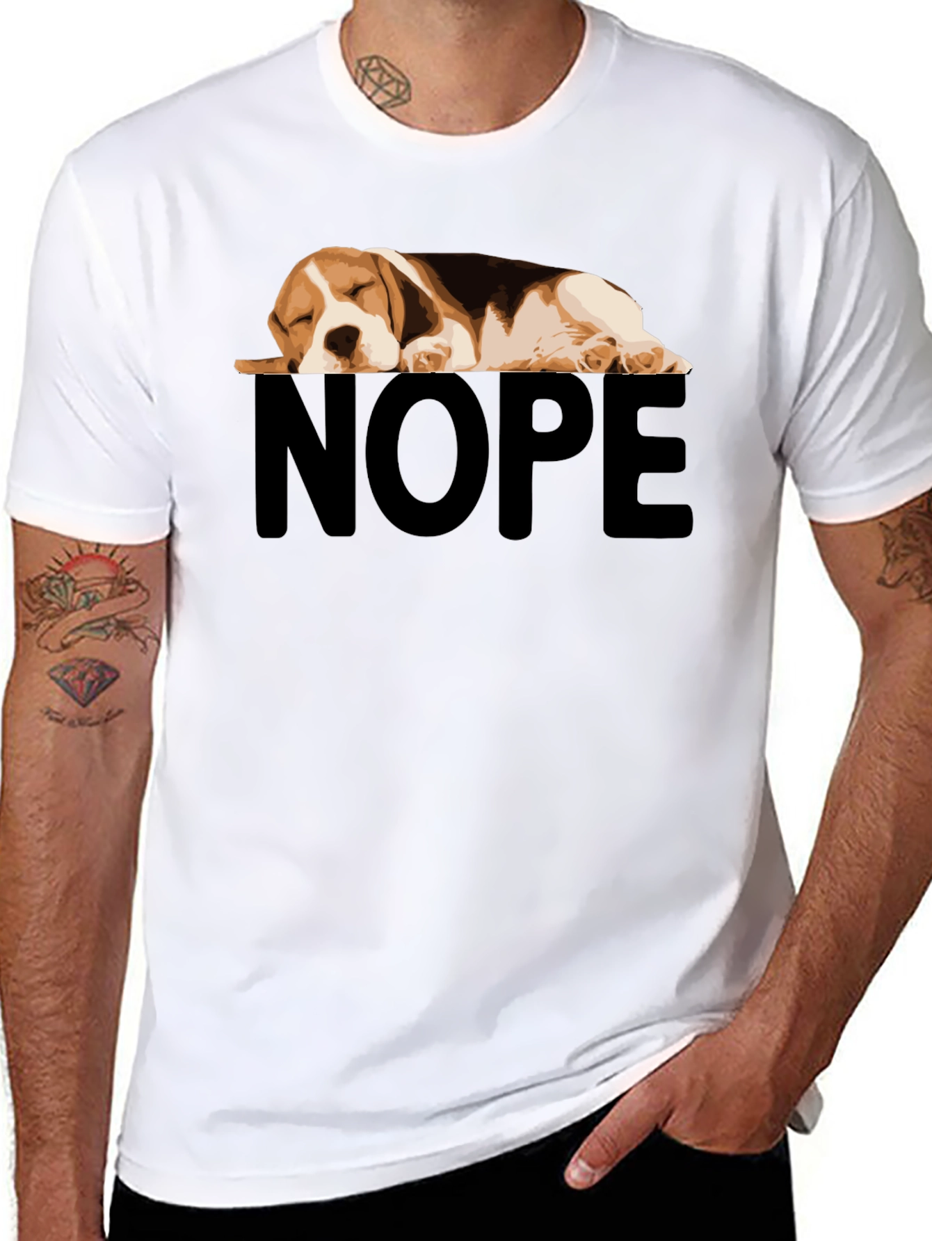 Nope Beagle Nap Black T-Shirt