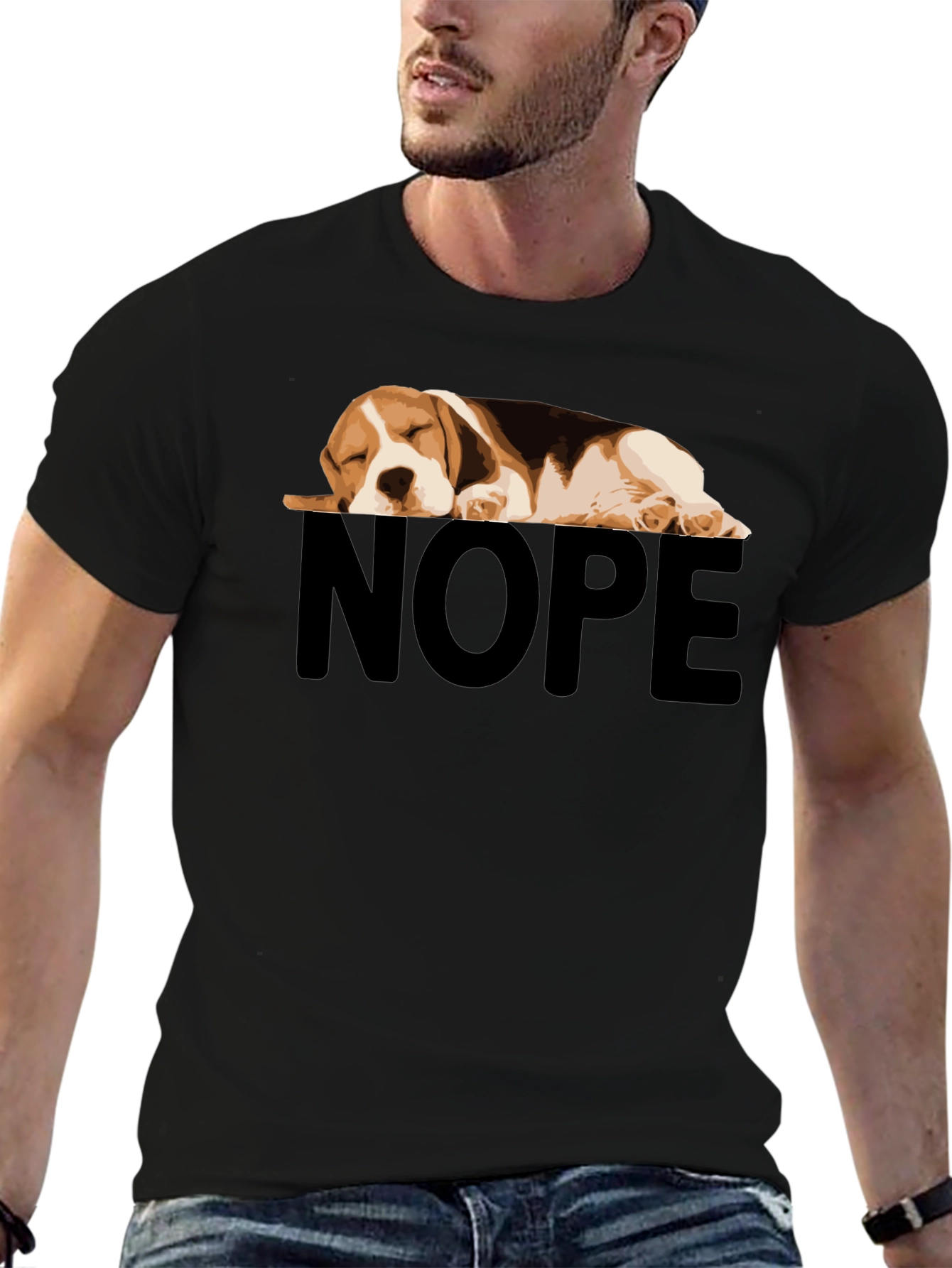 Nope Beagle Nap Black T-Shirt