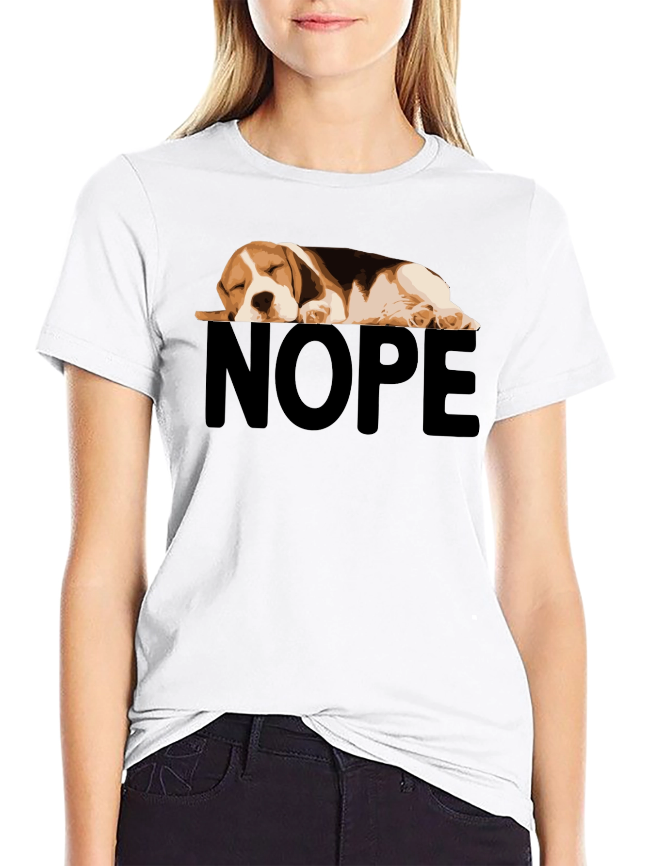 Nope Beagle Nap Black T-Shirt