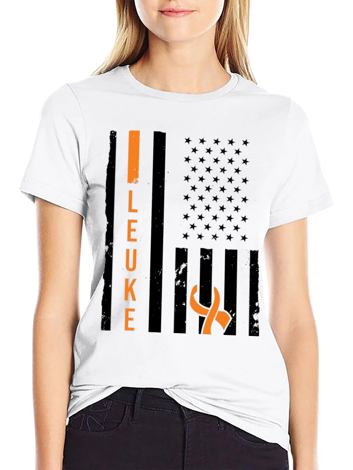 Leukemia Awareness T-Shirt - Black Ribbon Support Tee