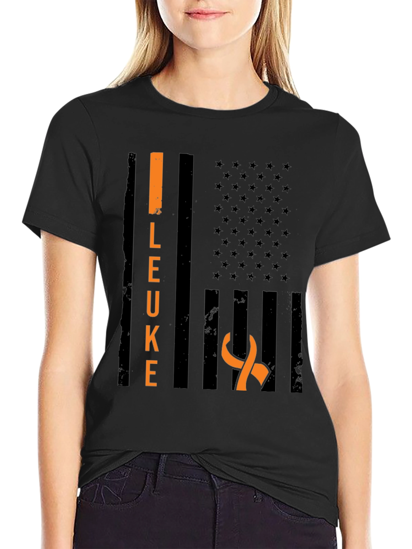 Leukemia Awareness T-Shirt - Black Ribbon Support Tee