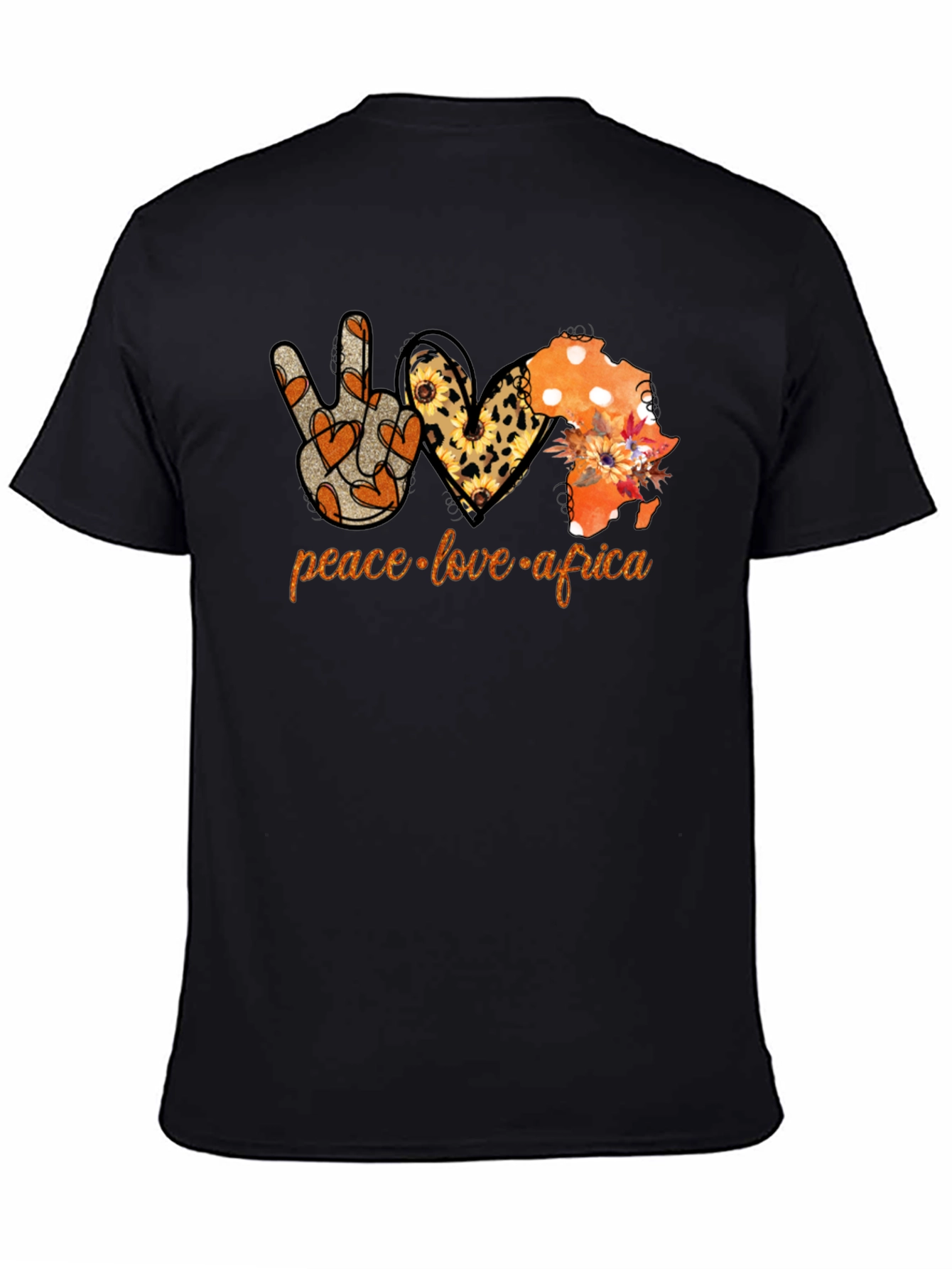 Peace Love Africa T-Shirt Black