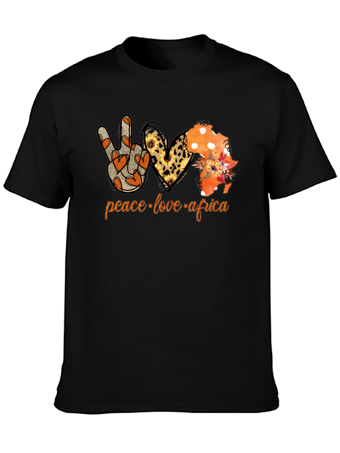 Peace Love Africa T-Shirt Black