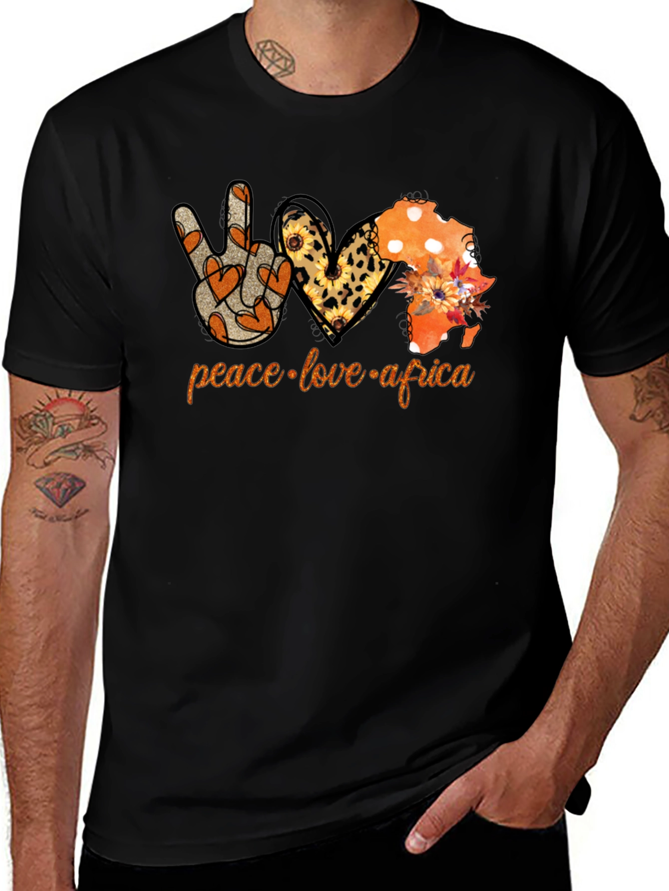 Peace Love Africa T-Shirt Black