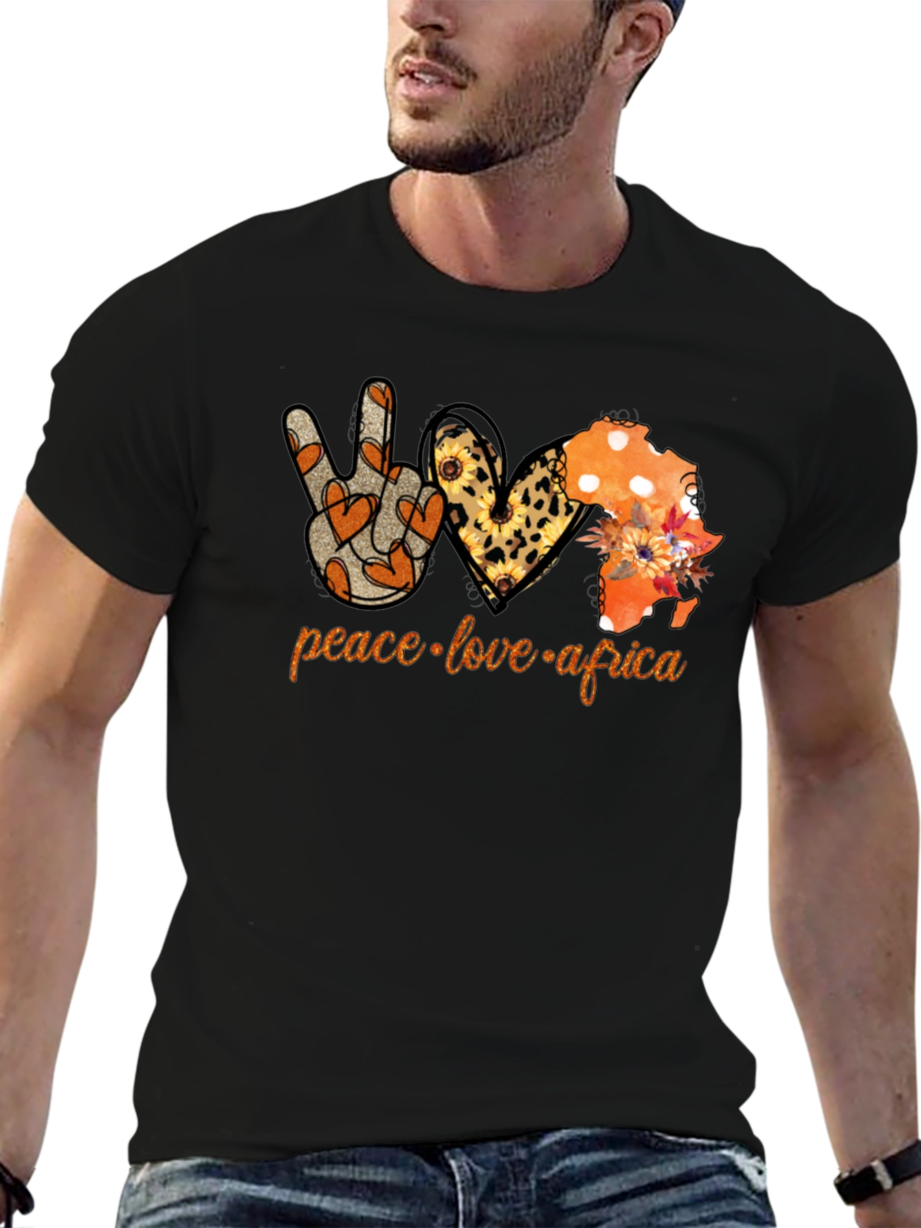 Peace Love Africa T-Shirt Black