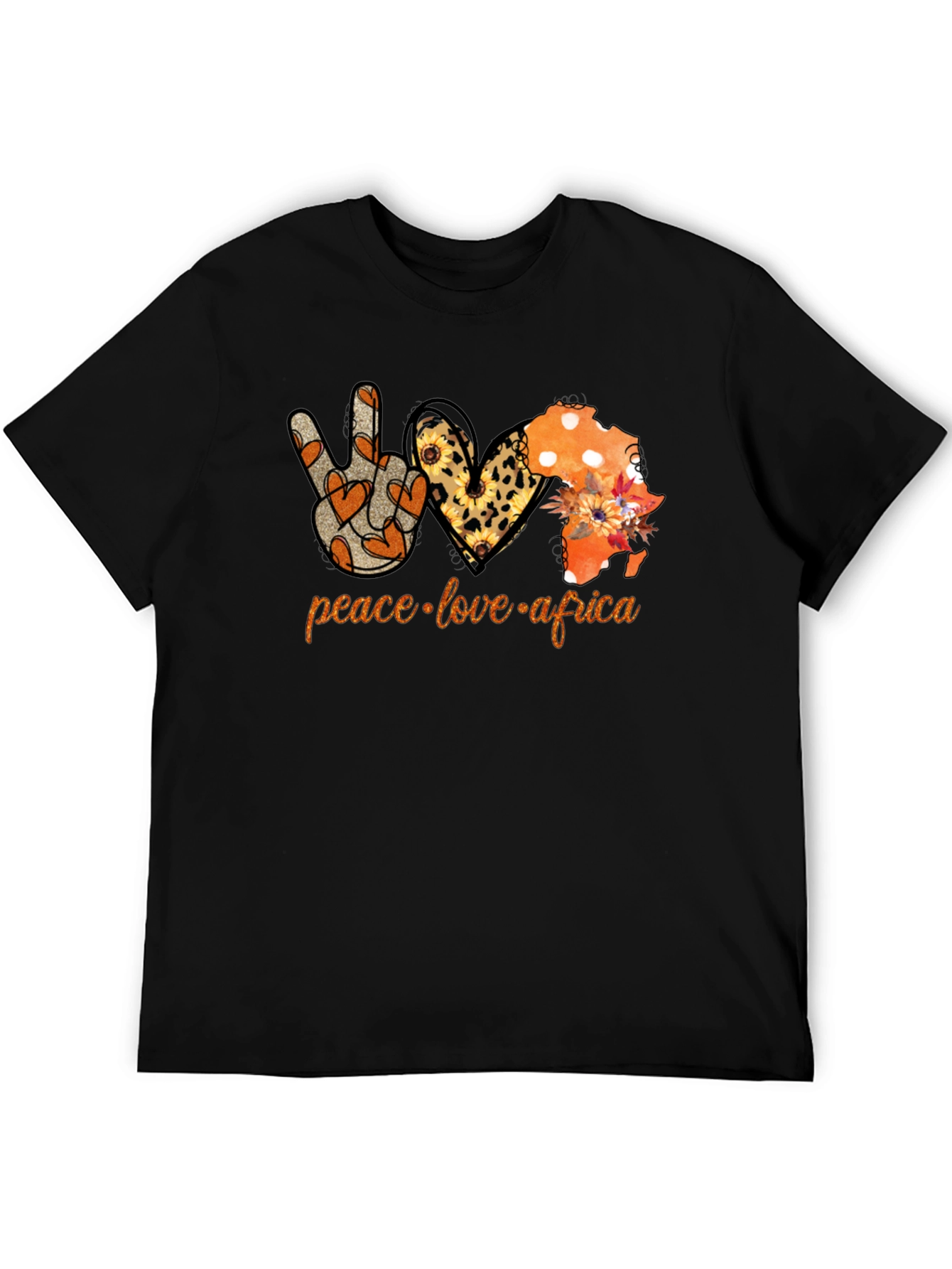 Peace Love Africa T-Shirt Black