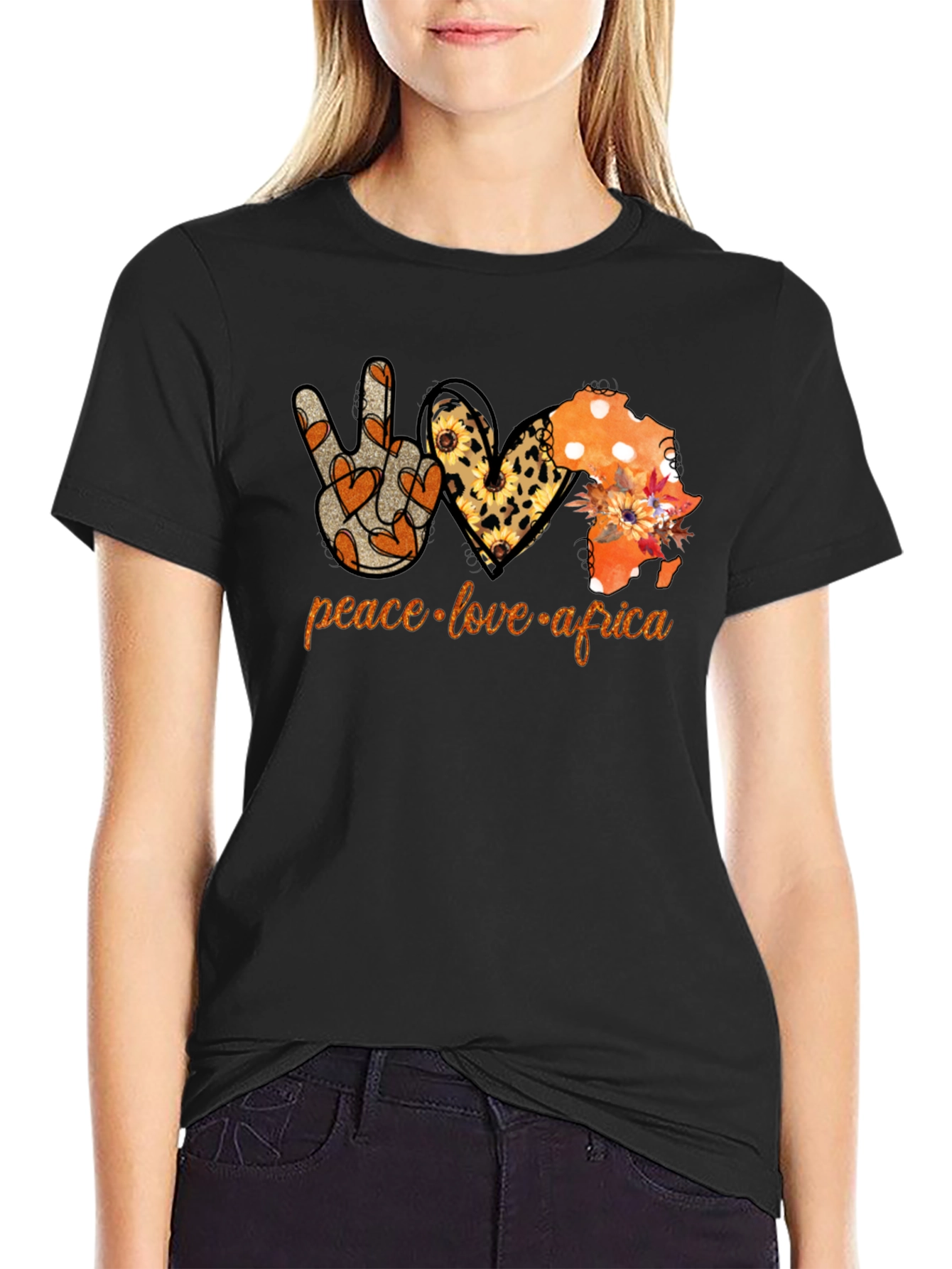 Peace Love Africa T-Shirt Black
