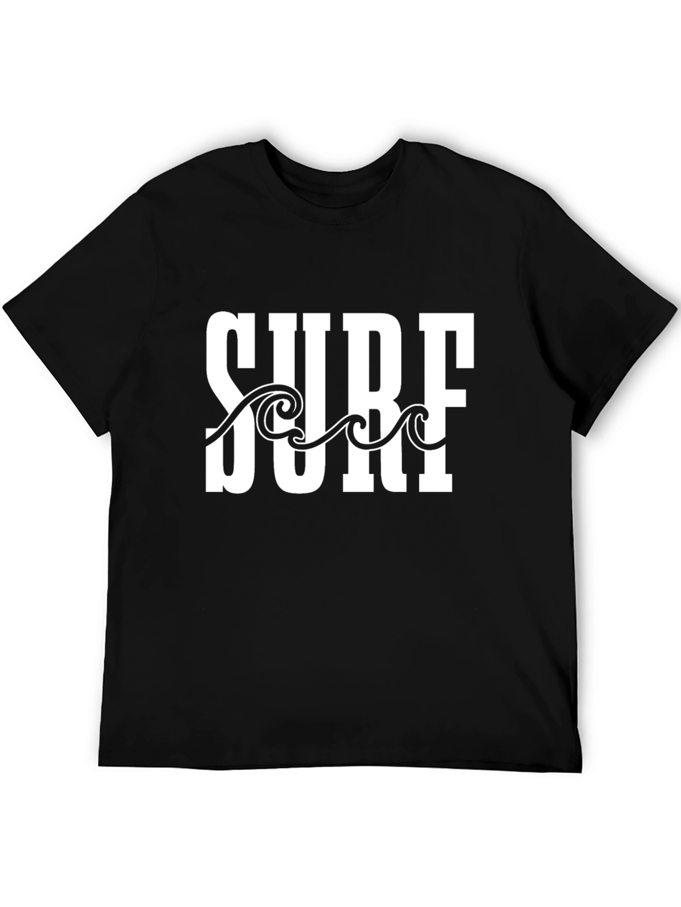Surf Wave Graphic T-Shirt - Black Cotton Tee