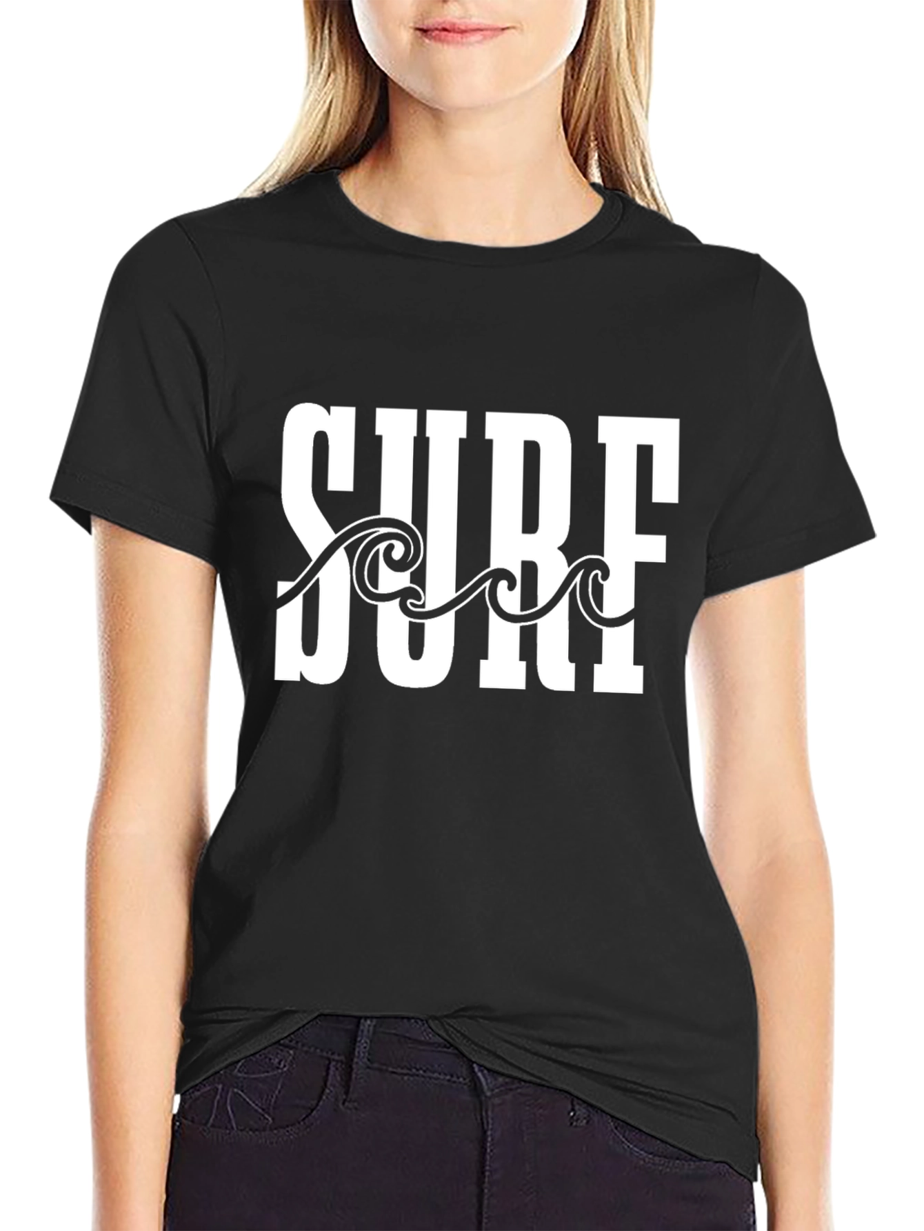 Surf Wave Graphic T-Shirt - Black Cotton Tee