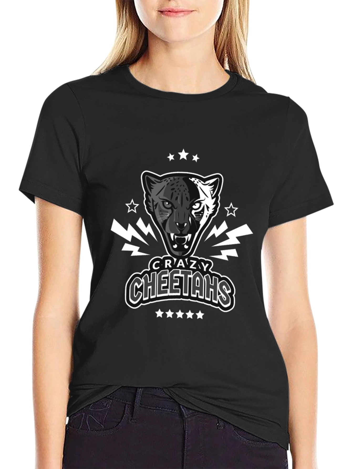 Crazy Cheetahs Graphic T-Shirt - Black Cotton Tee