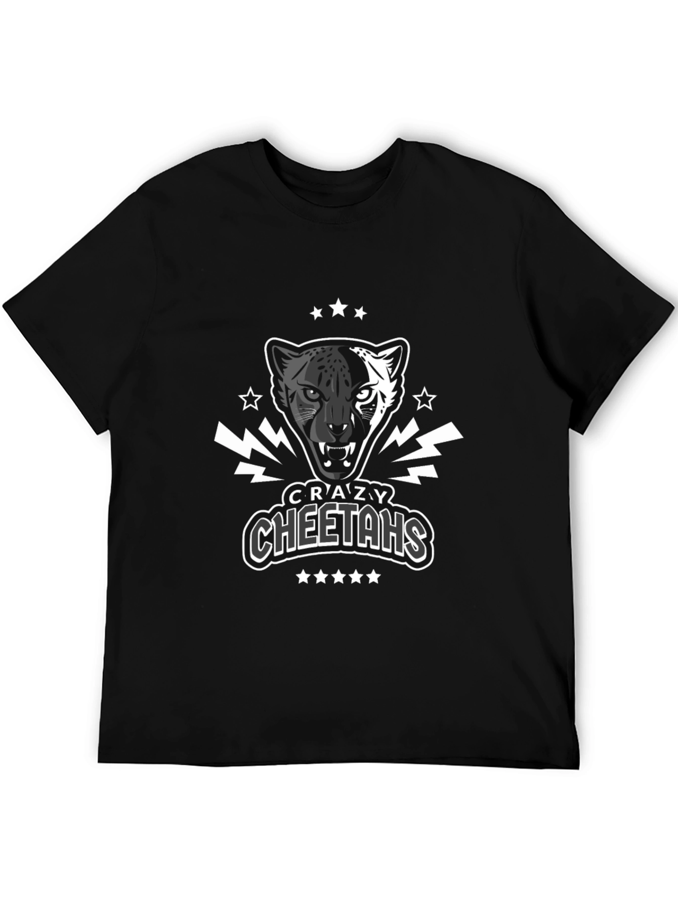 Crazy Cheetahs Graphic T-Shirt - Black Cotton Tee