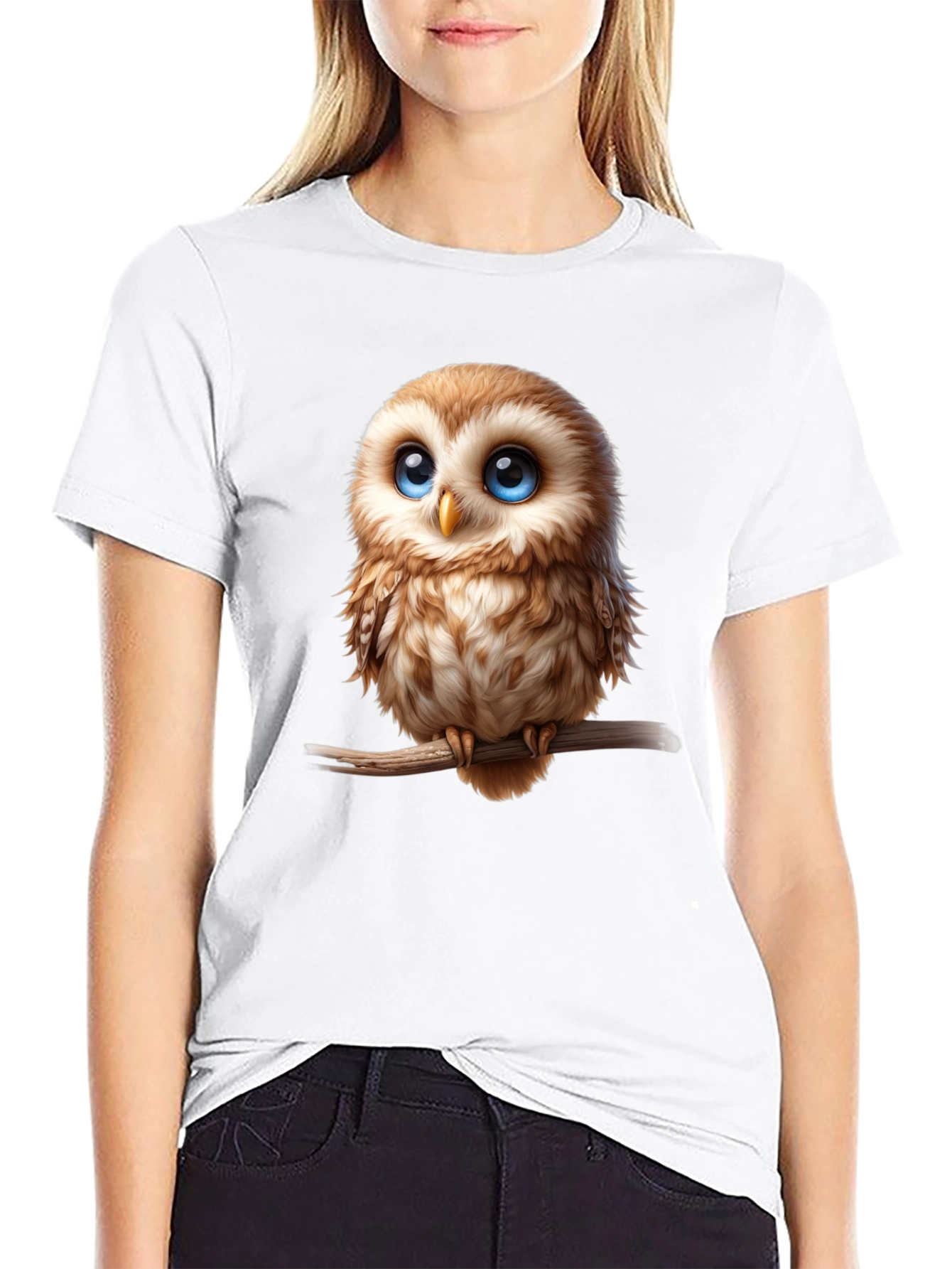 Cute Owl Graphic Tee - Mens Black T-Shirt