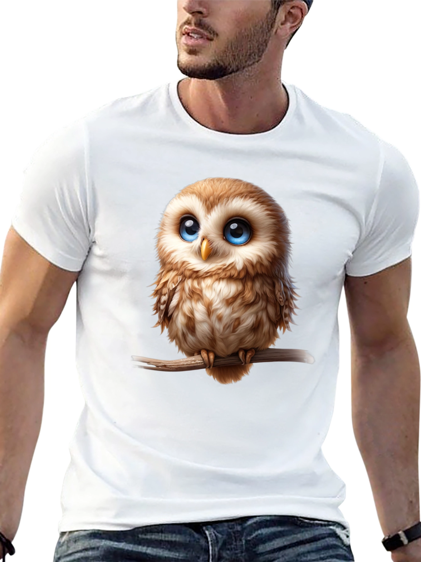 Cute Owl Graphic Tee - Mens Black T-Shirt
