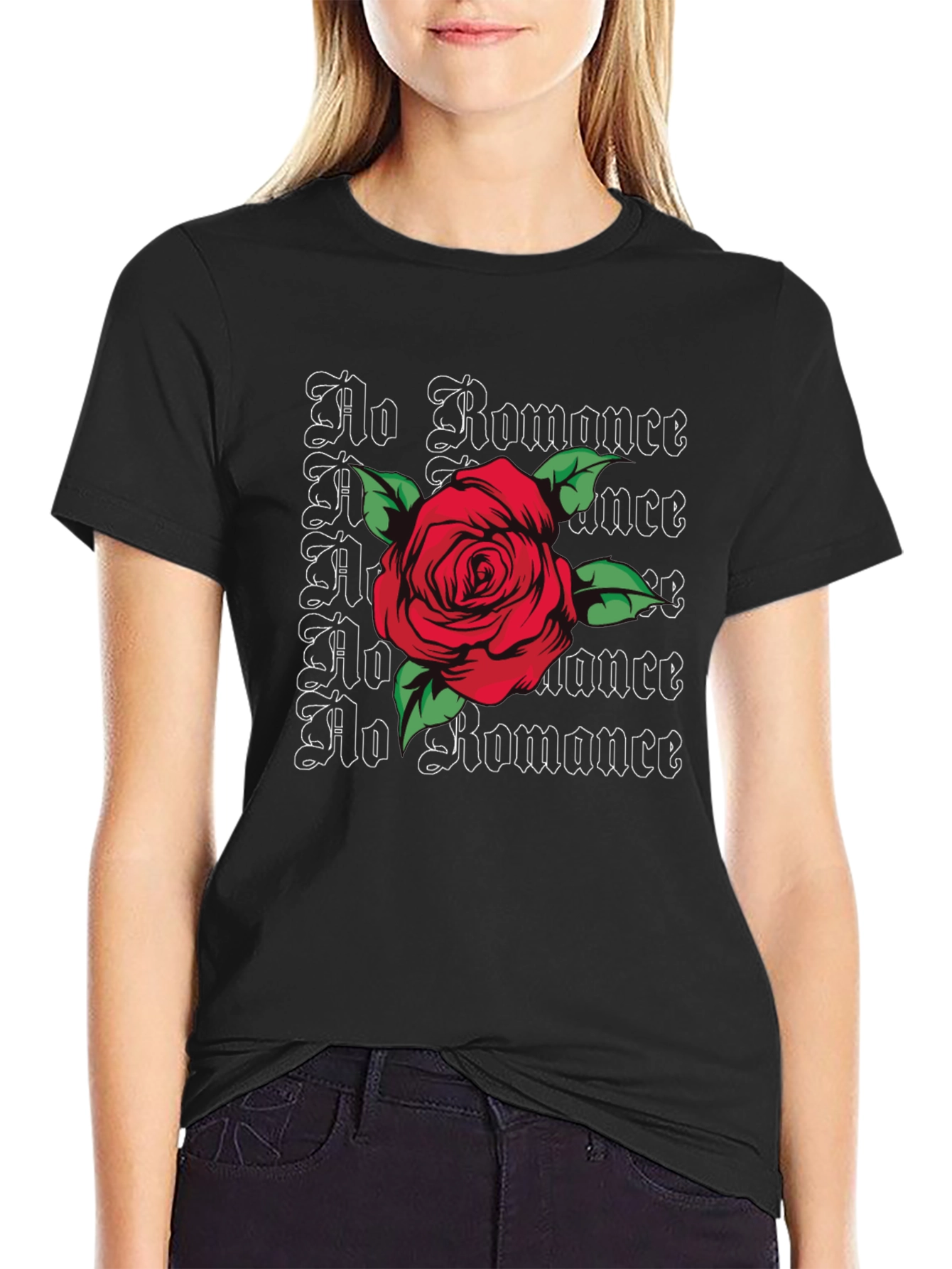 No Romance Rose Graphic Tee - Edgy Streetwear Style