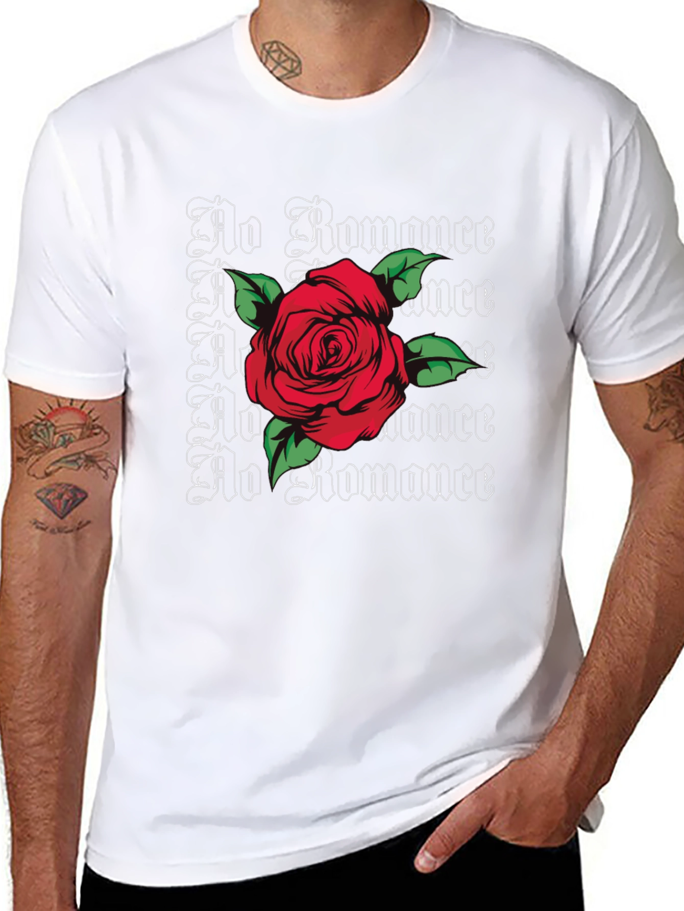 No Romance Rose Graphic Tee - Edgy Streetwear Style