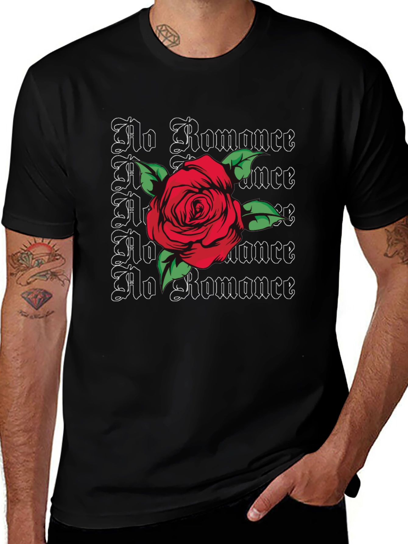 No Romance Rose Graphic Tee - Edgy Streetwear Style
