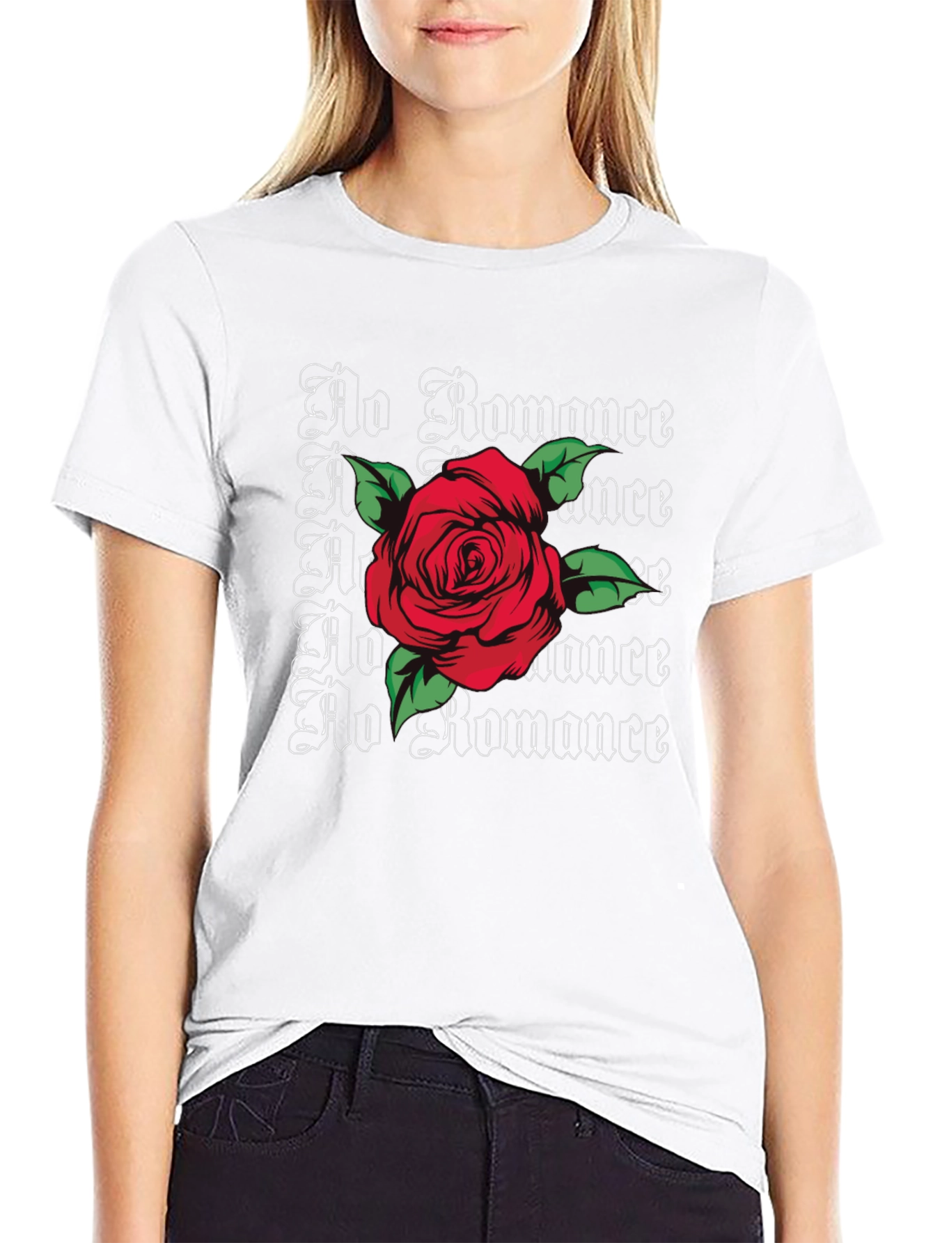 No Romance Rose Graphic Tee - Edgy Streetwear Style